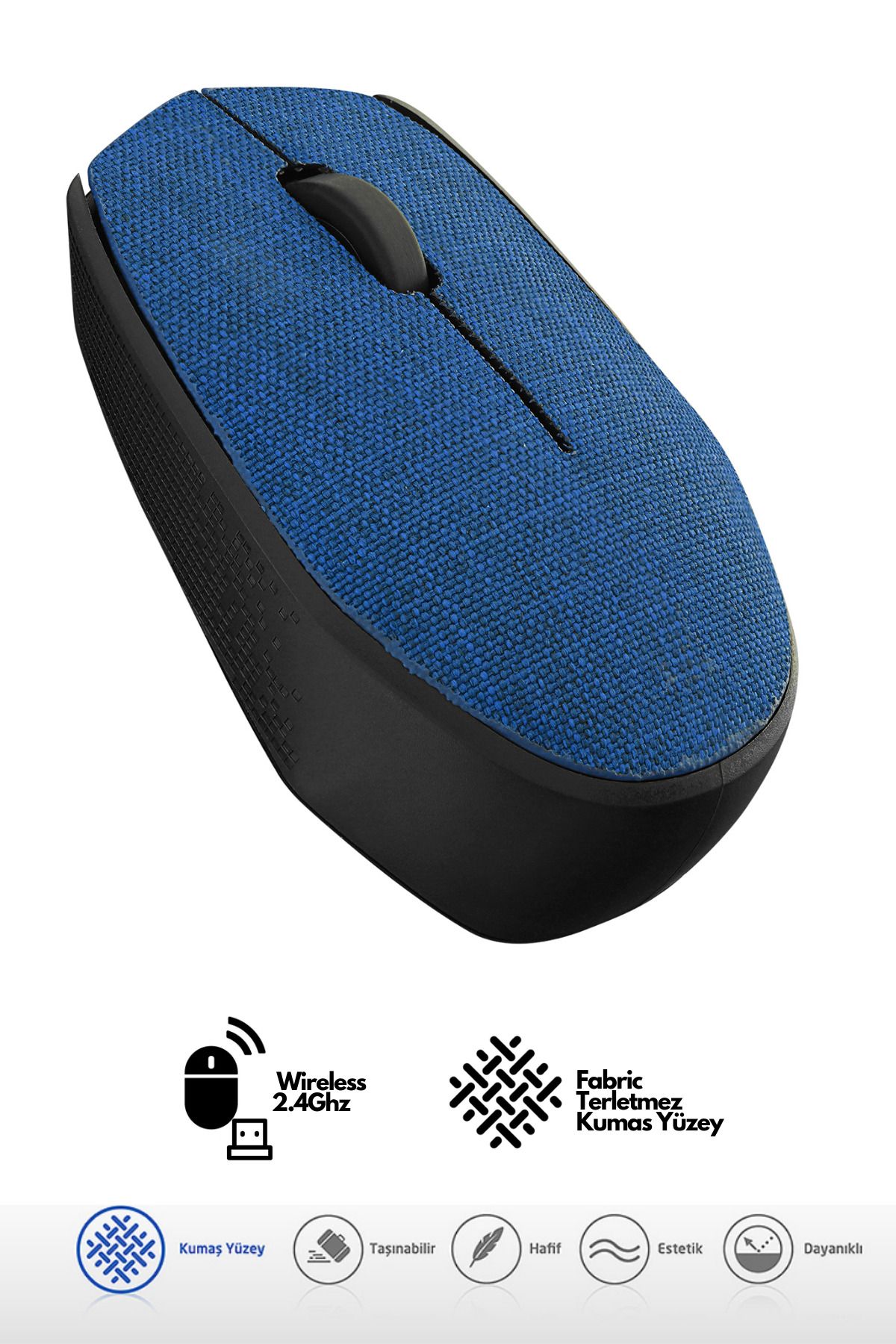 Sarftech Gri Kablosuz USB 2.4Ghz Terletmez Kumaş Fabric Yüzey 1.200Dpi Hafif Kablosuz Mouse