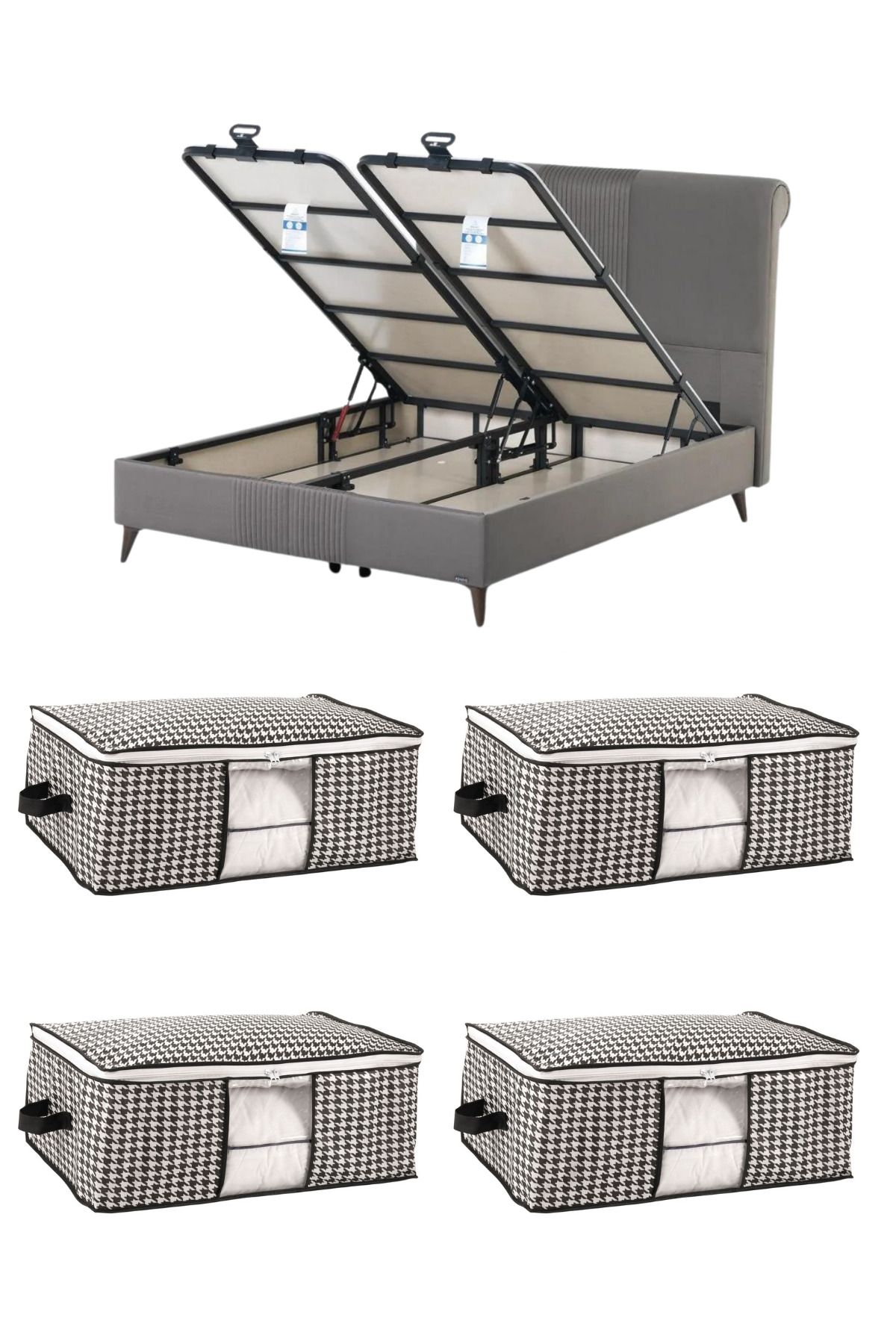 Formeya-4 luxuriöse Sockel- und Unterbett-Organizer mit Fenstern – Sockel unter dem Sockel, 64 x 45 x 22 cm 2