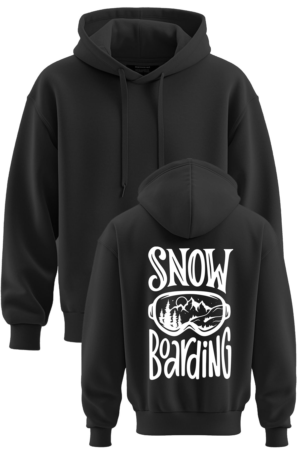 TOP GLORY Snow Board  Baskılı 3 İp Şardonlu Kapüşonlu Sweatshirt hoodie Snow Board Sweat SNOW33003