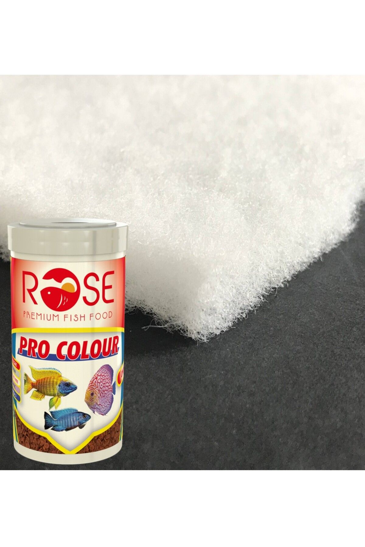 AMORE Soffice 80GR 34x180CM Akvaryum Elyafı, Rose Pro Colour Chips 100ml Kutu Balık Yemi