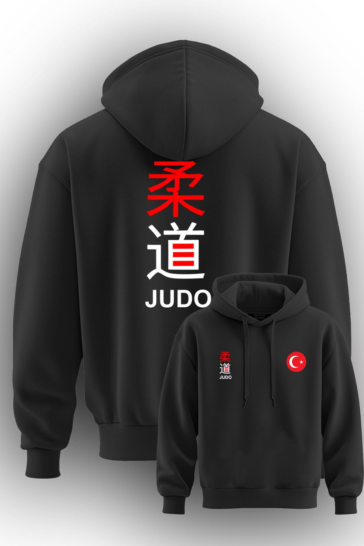 TOP GLORY Judo Kanji Baskılı 3 İp Şardonlu Kapüşonlu Sweatshirt hoodie JUDO Sweat JUDO14003