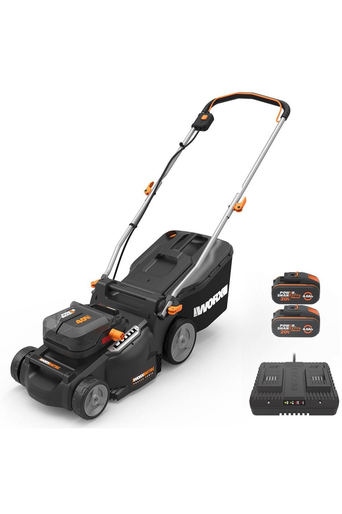 WORX Wg737e 40volt 4.0ah. Li-ion 37cm Profesyonel Kömürsüz Şarjlı Çim Biçme