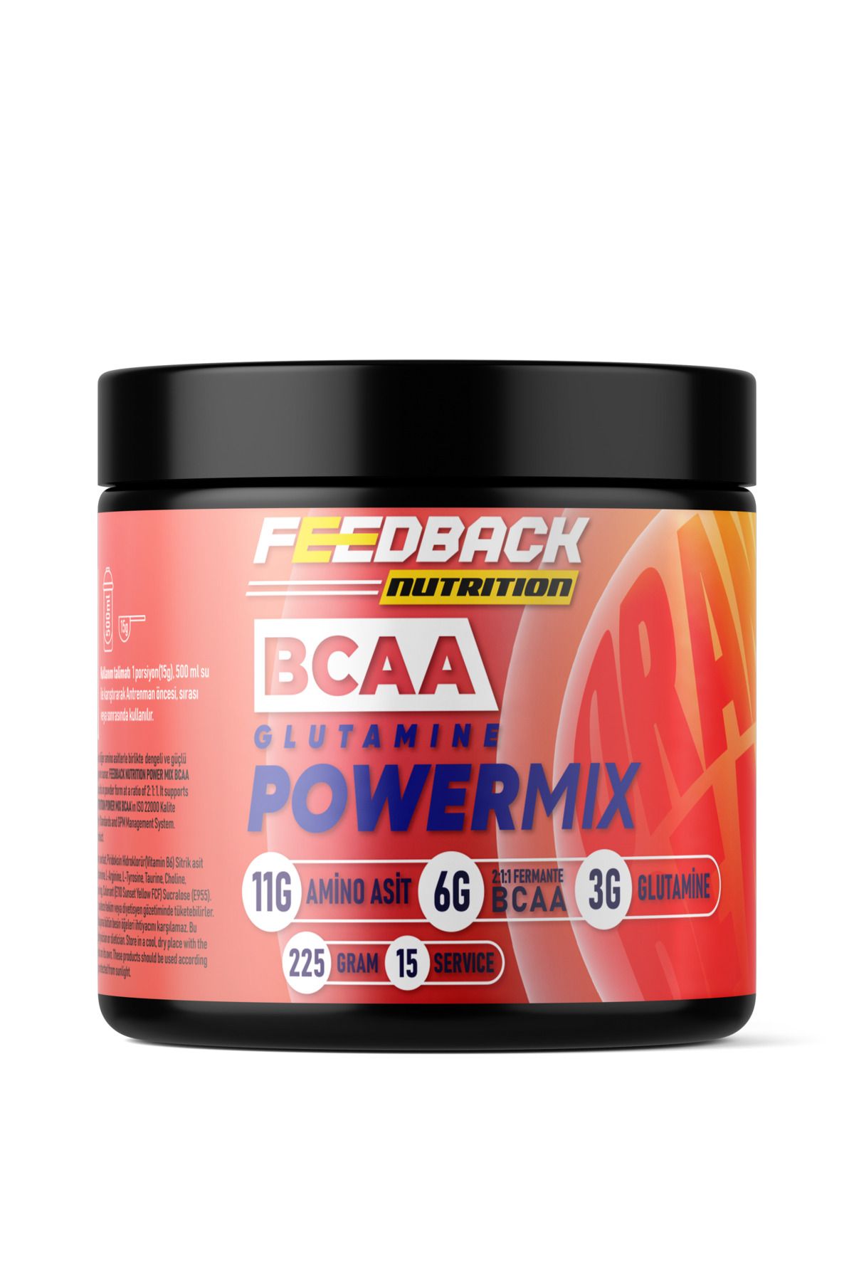 Feedback Nutrition Bcaa + Glutamin Power Mix 225 Gr Portakal&Şeftali