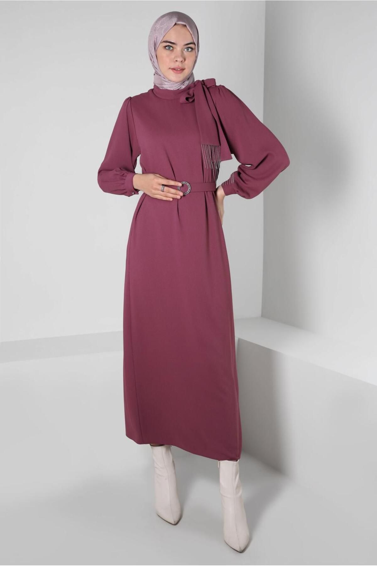 لباس کرپ کمربندی 44167 Alvina