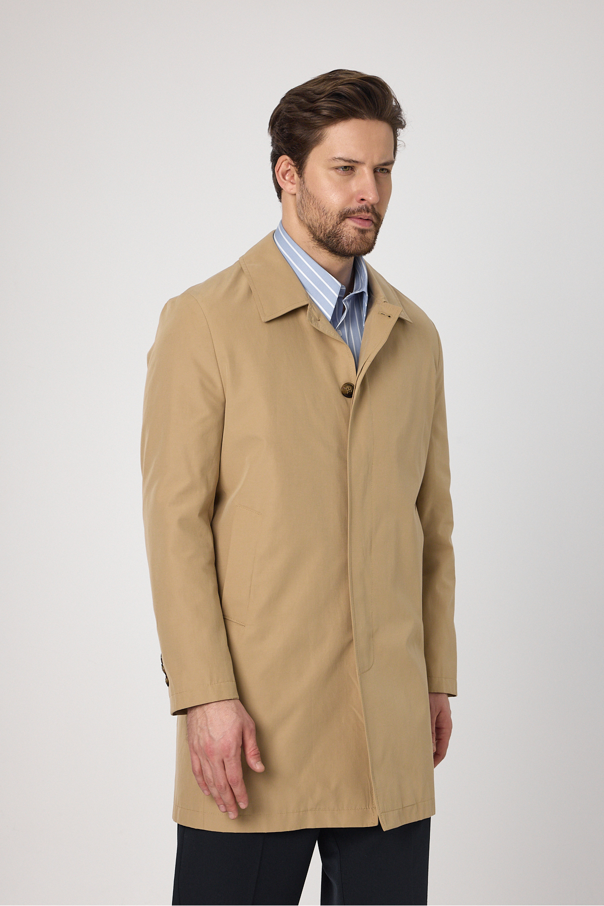 Frappoli  Madrid Erkek Bej Bebe Yaka Baharlık Ceket-Trençkot - Görsel 6