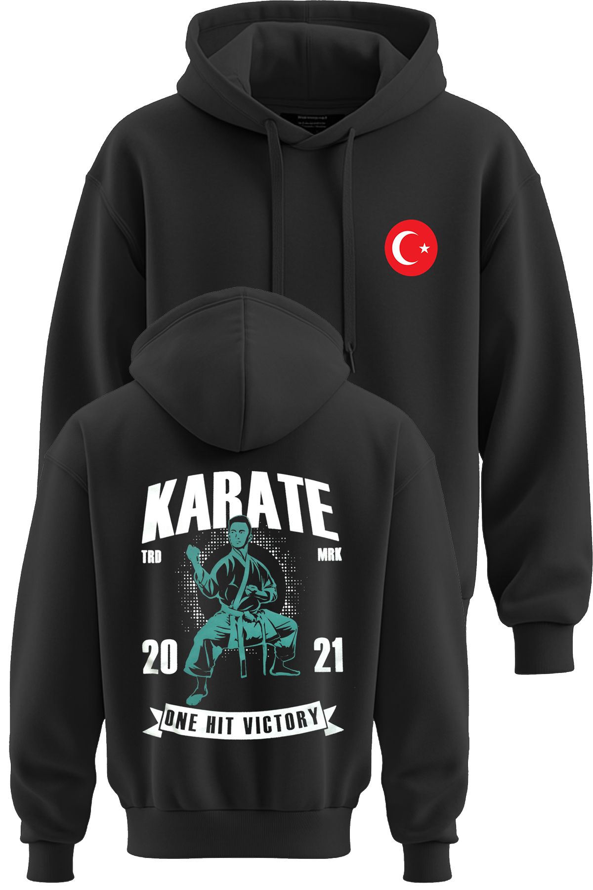 TOP GLORY Karate Victory Baskılı 3 İp Şardonlu Kapüşonlu Sweatshirt hoodie KARATE Sweat