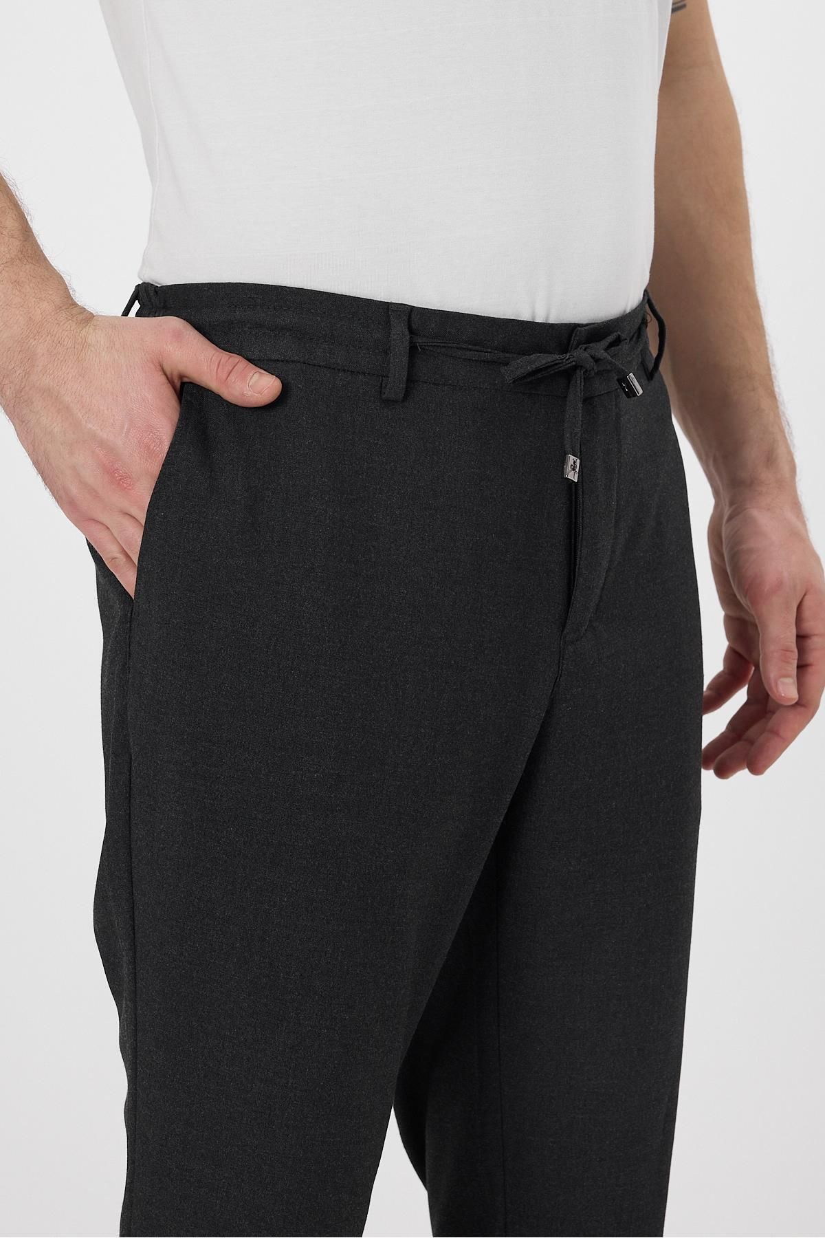 odelon-Men's Anthracite Slim Fit Jogger Pants - Comfortable, Drawstring Zip-Up and Lycra 4