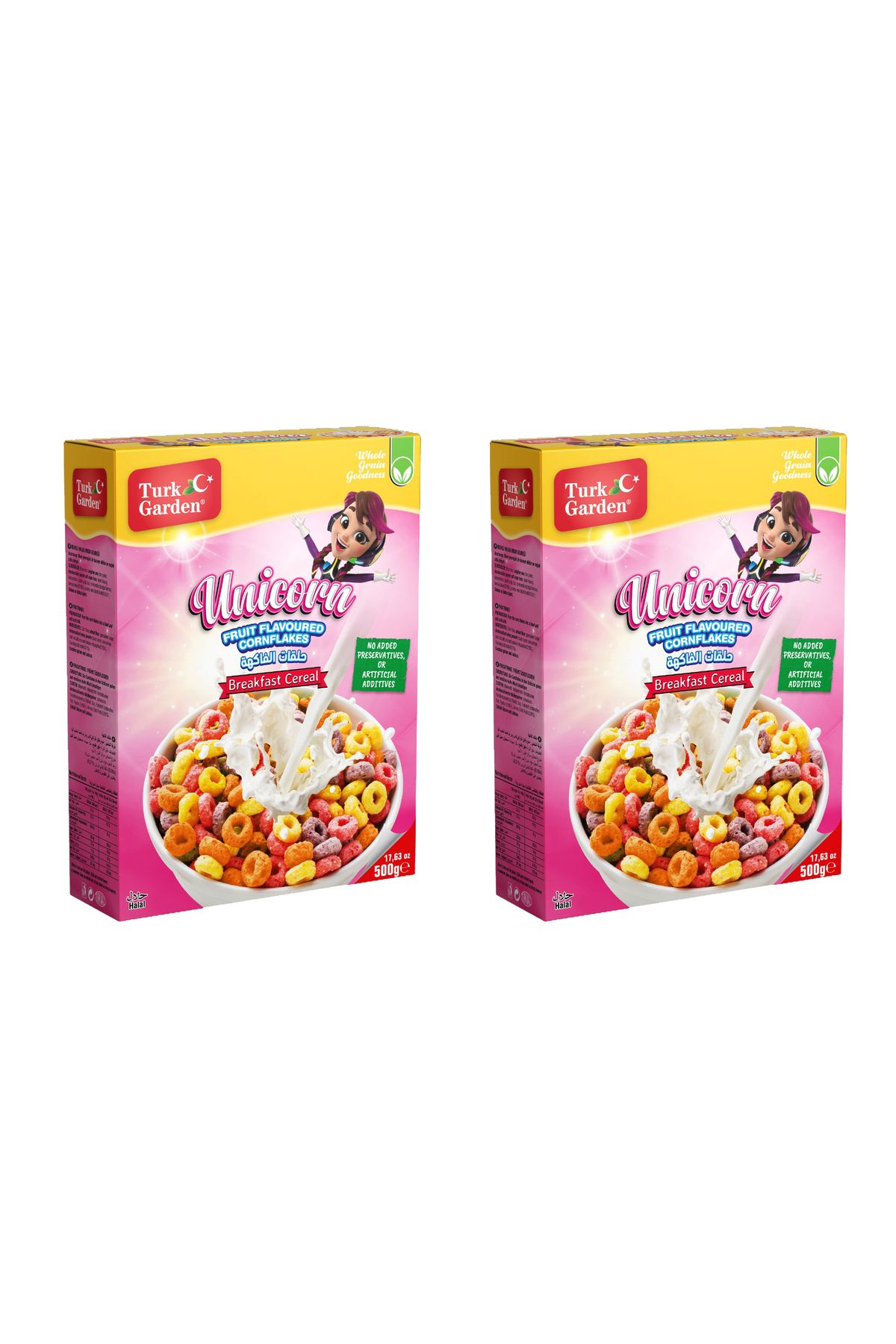 TURK GARDEN Unicorn Renkli Halka Mısır Gevreği 500 gr 2'li Paket