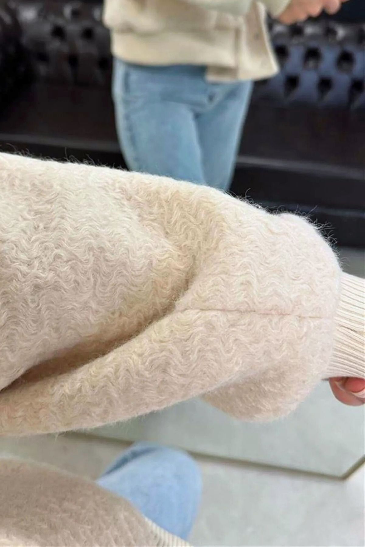 JaMolls kaşe yün görünümlü bol kesim çıtçıt kapama cep detay crop trend bomber pinterest muadil ceket mont görsel 6