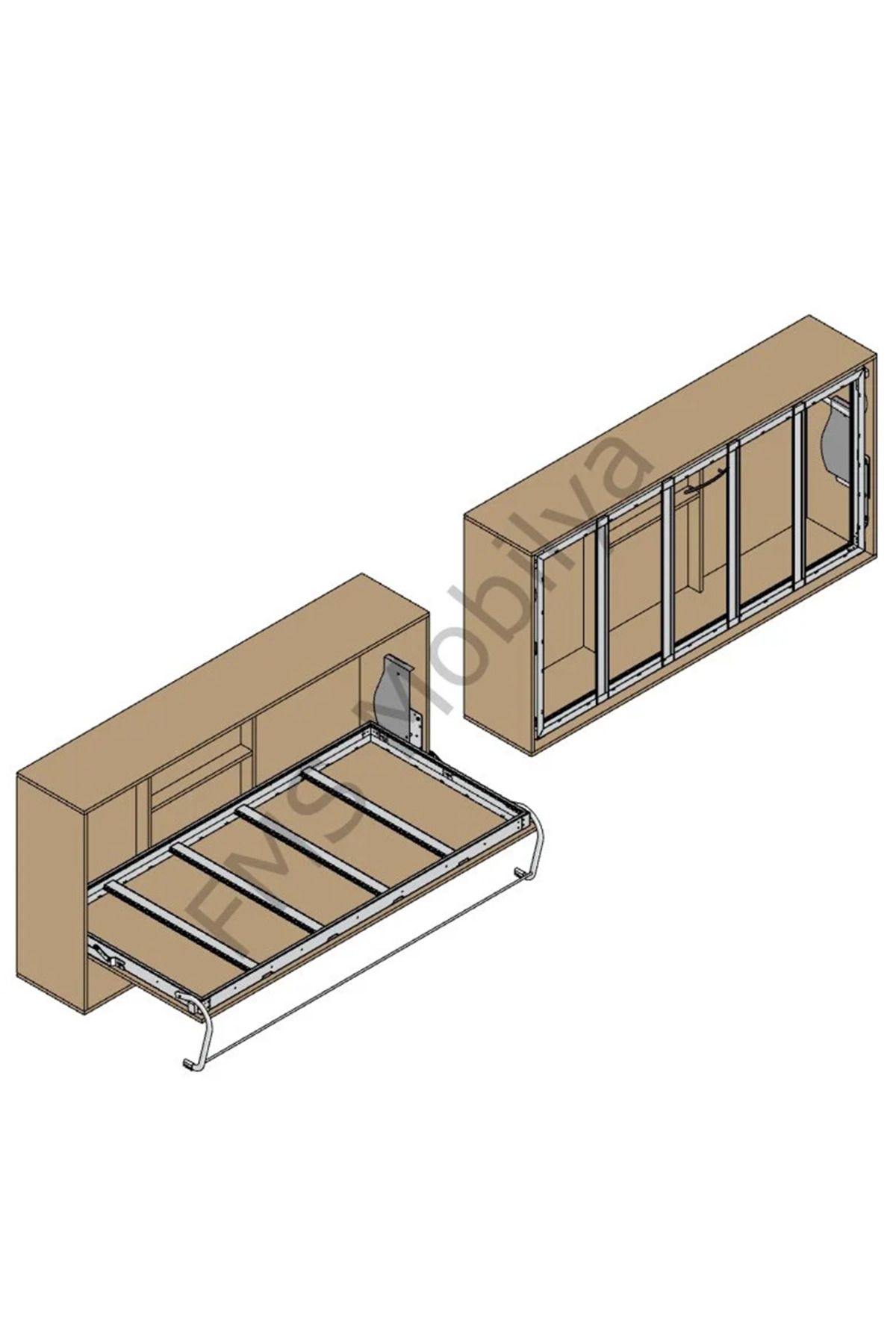 FMS MOBİLYA Yatay Açılır Duvar Yatagı Mekanizması Kendi Duvar Yatağını Yap