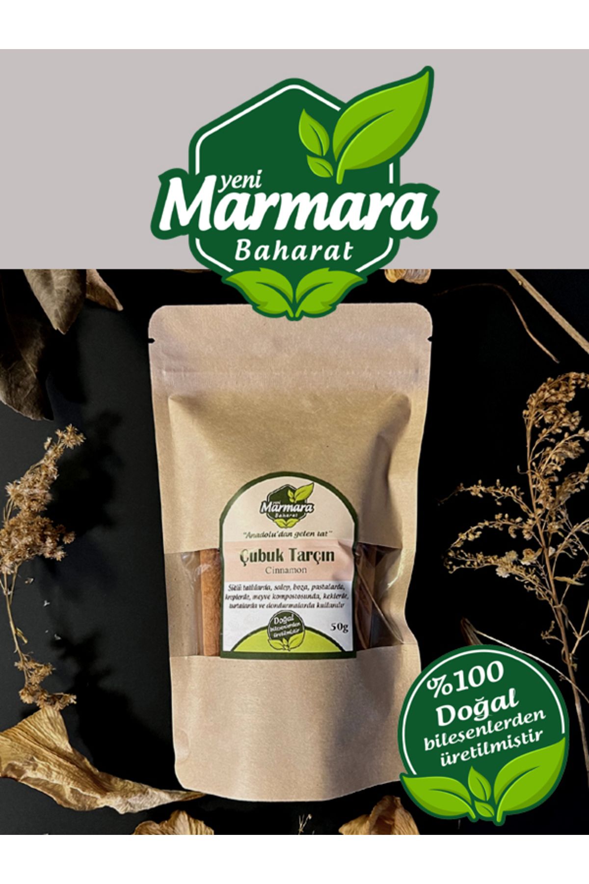 MARMARA BAHARAT Çubuk Tarçın 50 Gr Kilitlenir Ambalaj