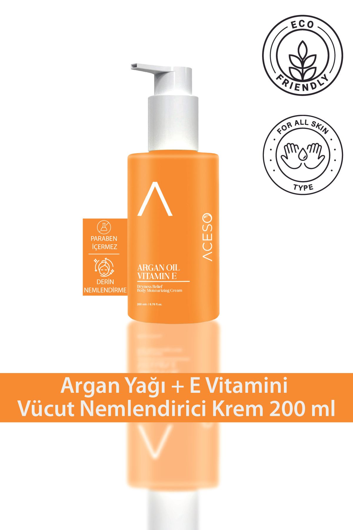 Aceso Cosmetics Argan Yağı + E Vitamini Vücut Nemlendirici Krem 200 ml