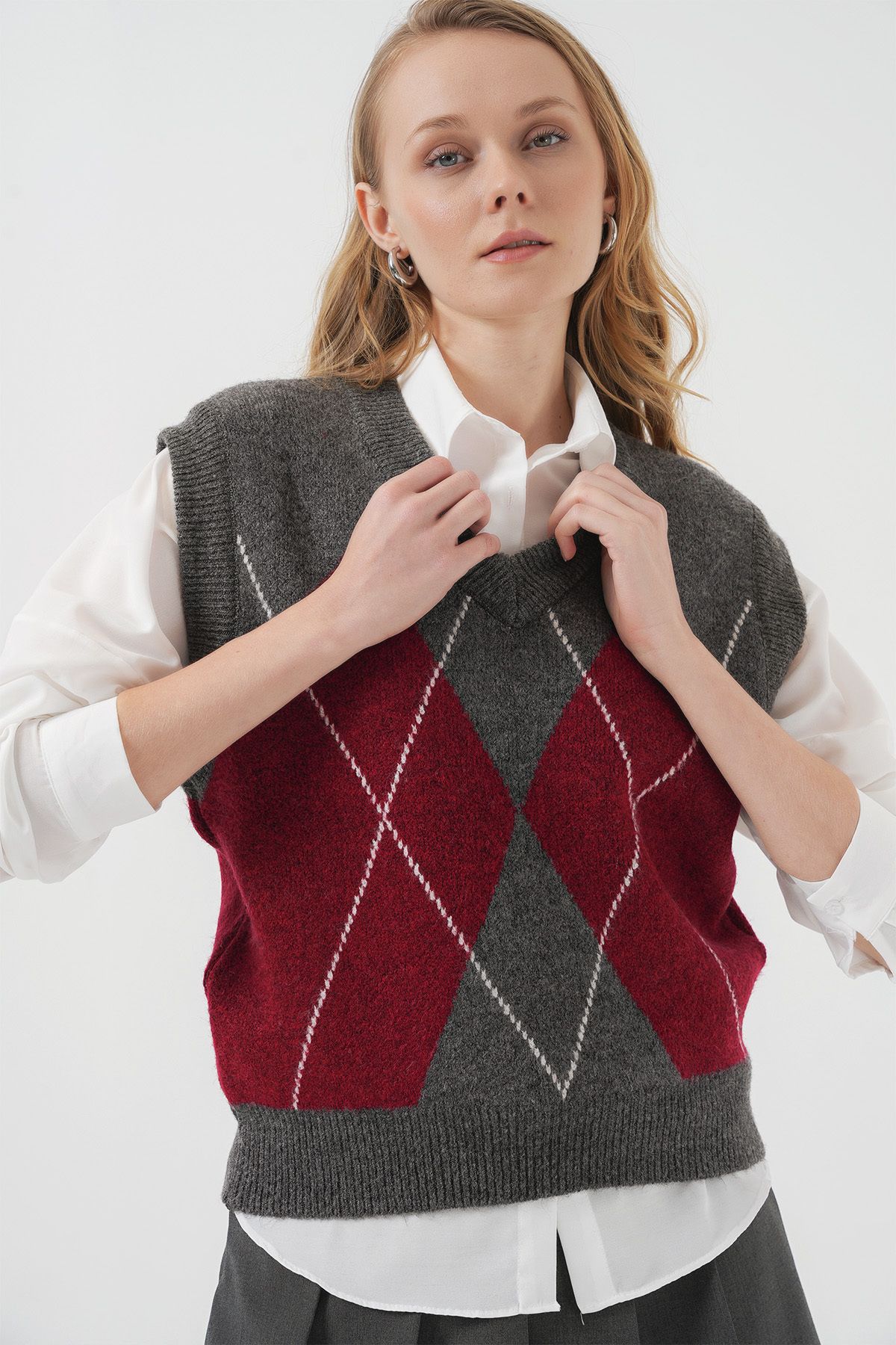 Bigdart-15914 Strickpullover mit V-Ausschnitt – V. Anthrazit 3