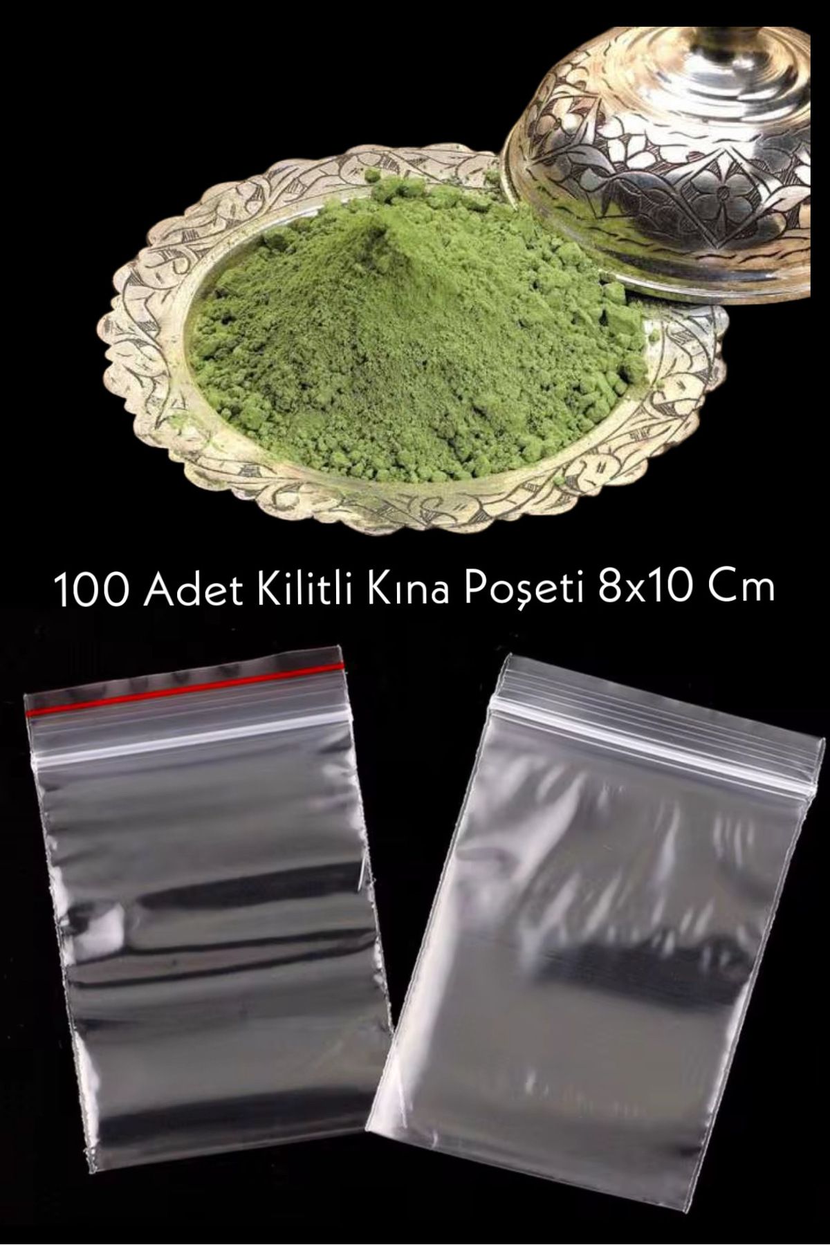 Özkan Ambalaj Temizlik 100 Adet 10x8 Cm Kilitli Kilitli Kına Poşeti Düğün Kına Nişan Sünnet Hediye Kına Dağıtım Poşeti