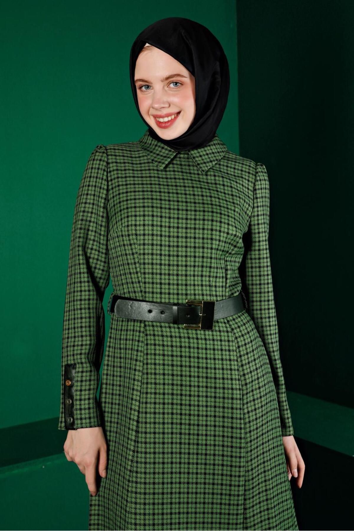 لباس چهارخانه با سرآستین دکمه دار 43370 Alvina