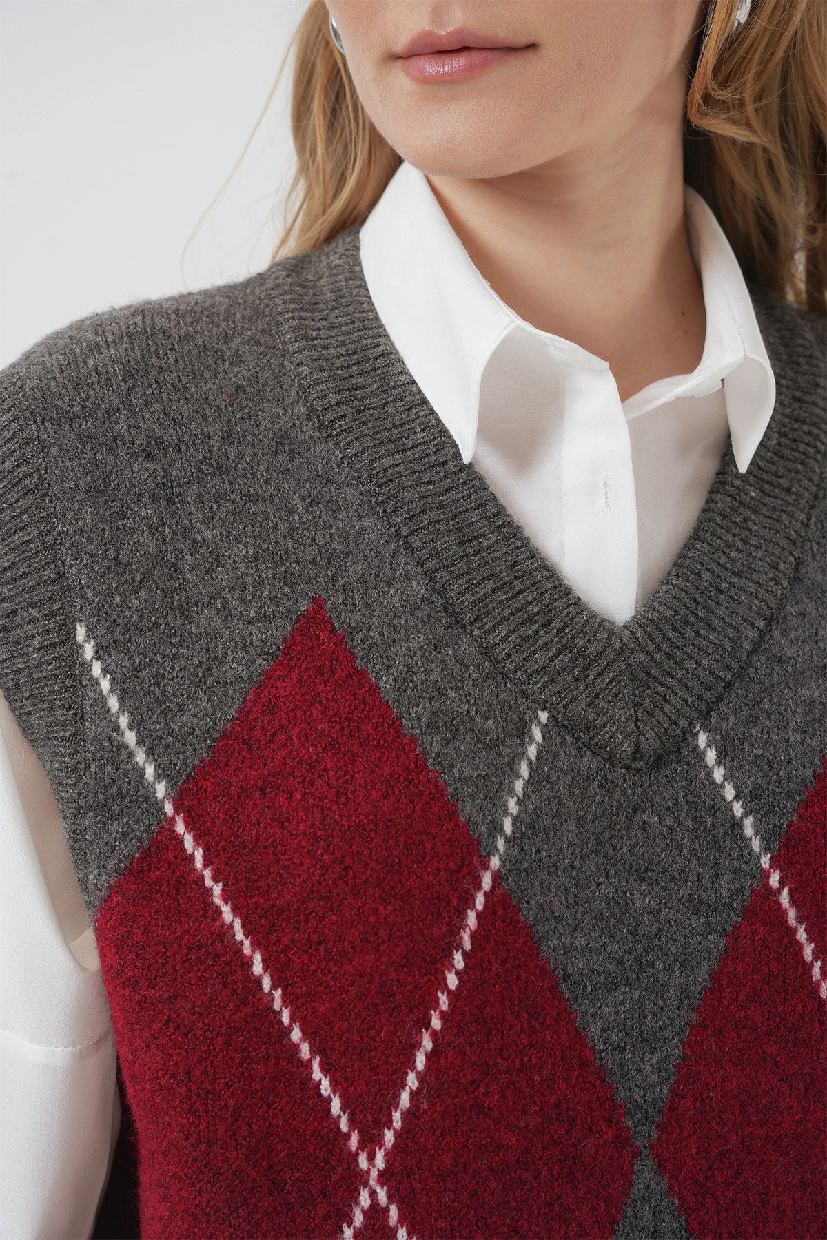 Bigdart-15914 Strickpullover mit V-Ausschnitt – V. Anthrazit 5