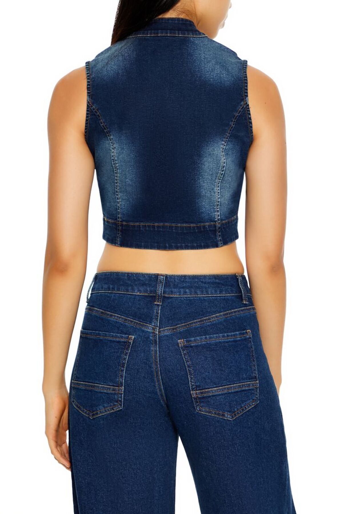 Forever 21 Denim Crop Bluz