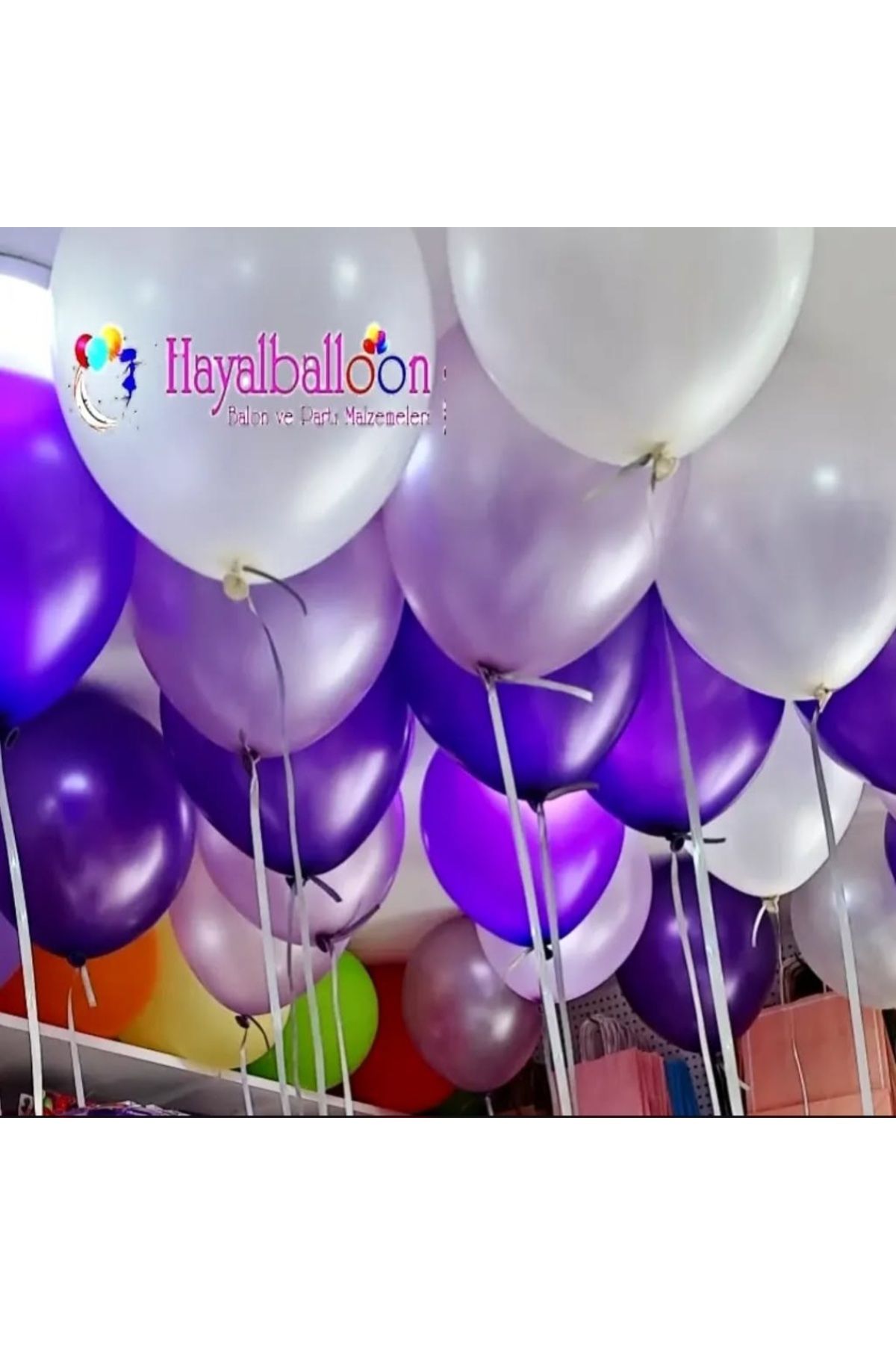 Hayal Balon Mor, lile ve beyaz balon zincir seti