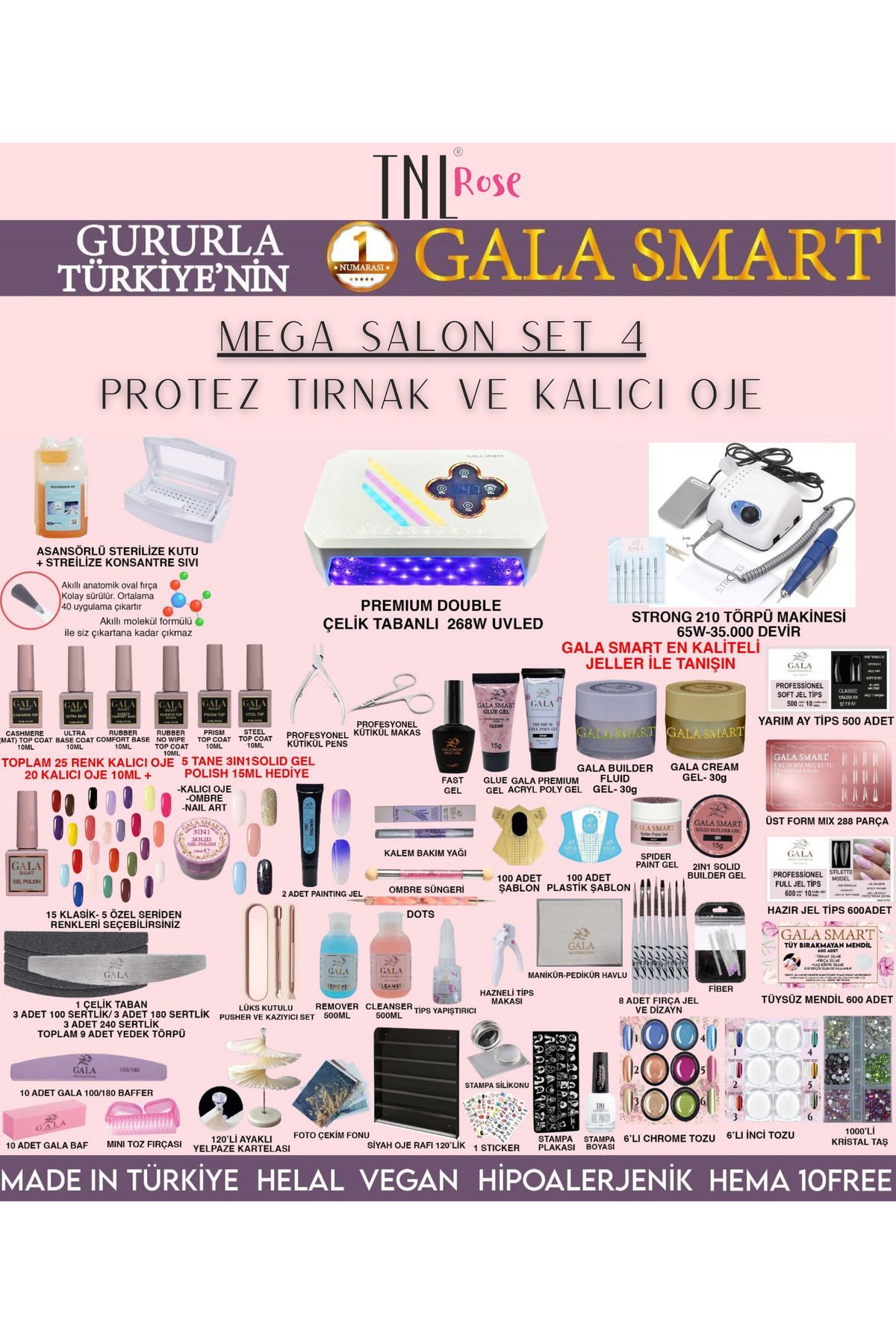 gala smart MEGA SALON SET 4 Kalıcı Oje Protez Tırnak Seti