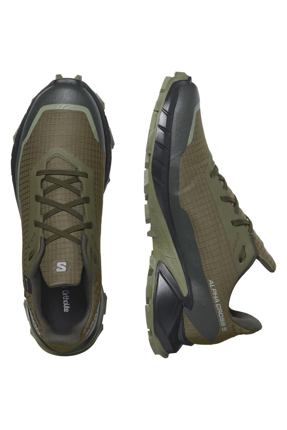 Salomon-473103   Alphacross 5 Khaki Goretex Outdoor Shoes 2