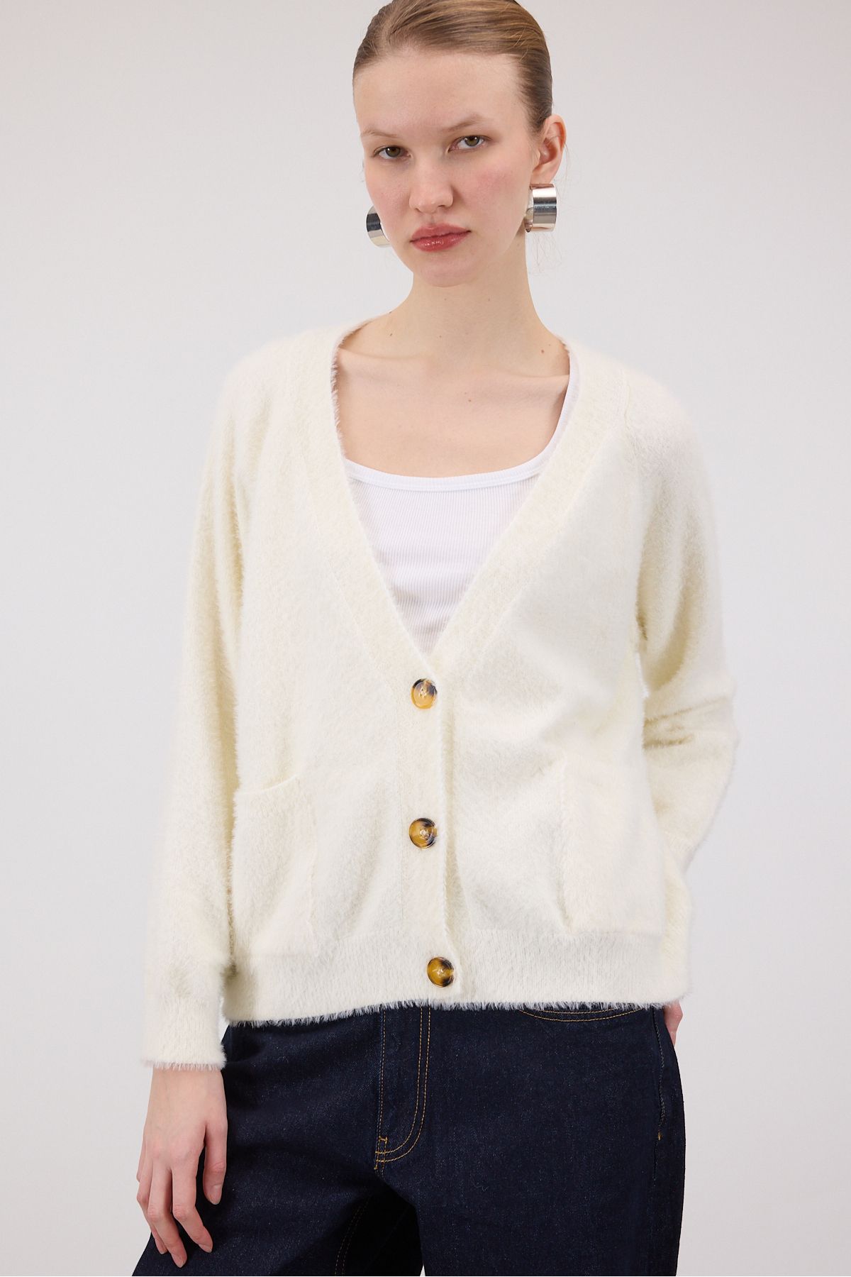 Addax-Soft Textured Buttoned Cardigan H3375-B8 6