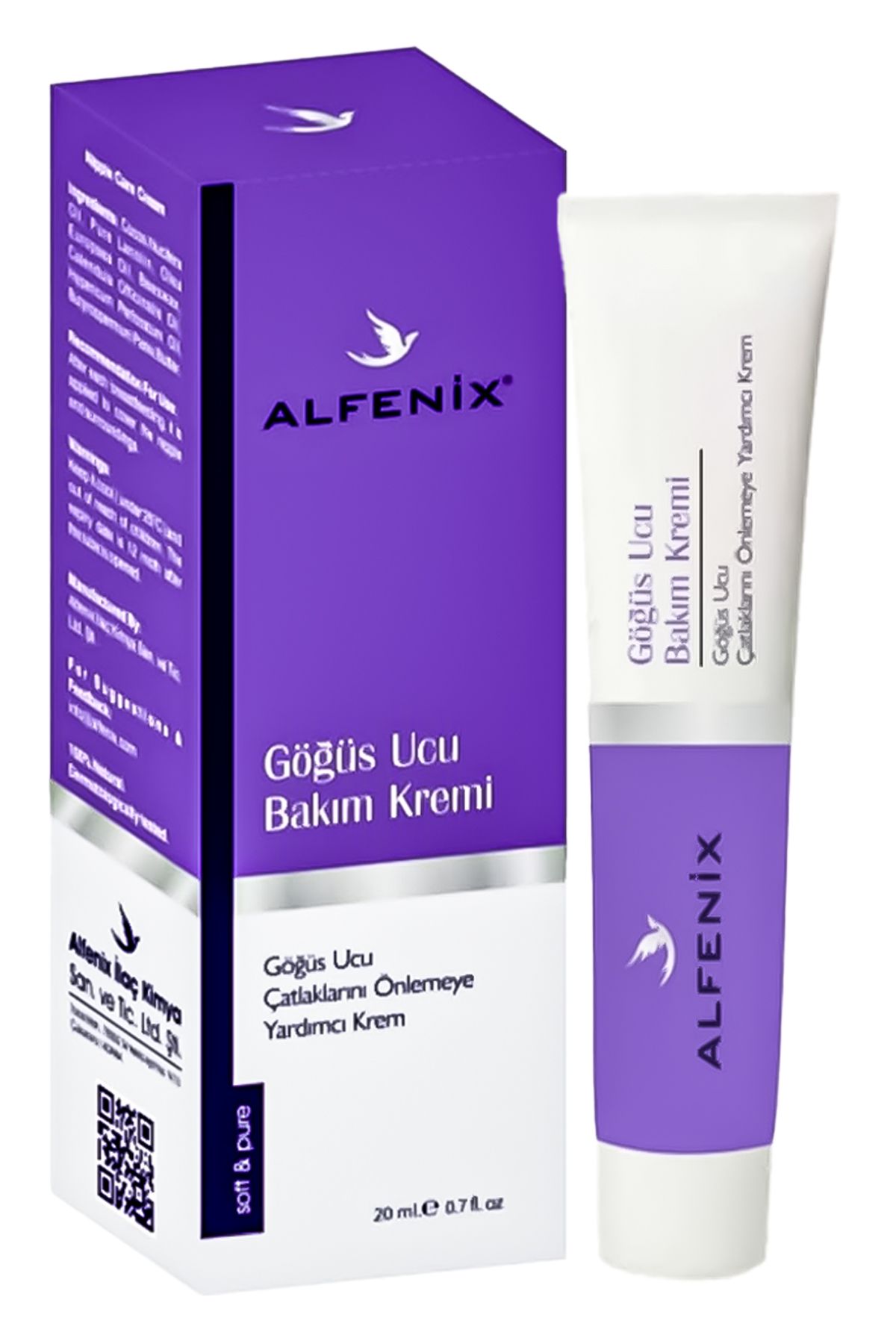 Alfenix Göğüs Ucu Bakım Kremi, Pure Lanolin, Meme Ucu Yaraları Için Doğal, Hipoalerjik Krem, 20 ml