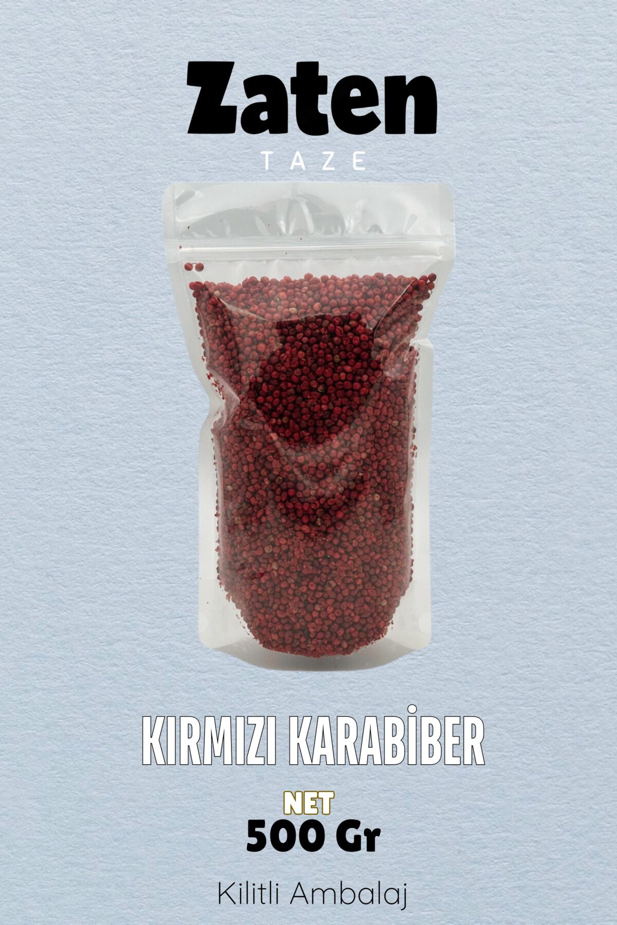 Zaten Taze Kırmızı Renkli Tane Karabiber 500 Gr Çekilmemiş Red Pepper