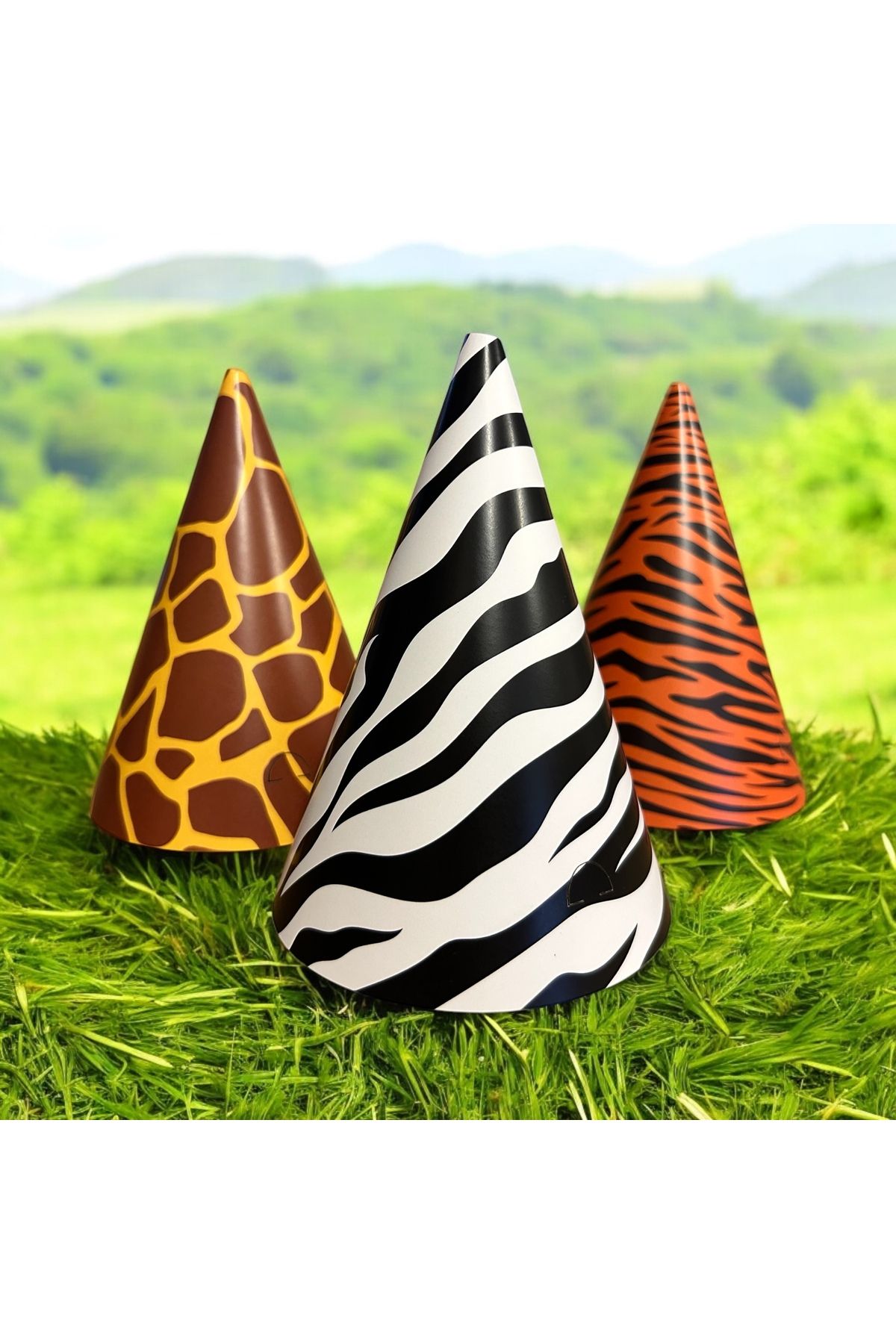 Partifabrik-Safari Themed Printed Cardboard Hat 3 Pieces 1