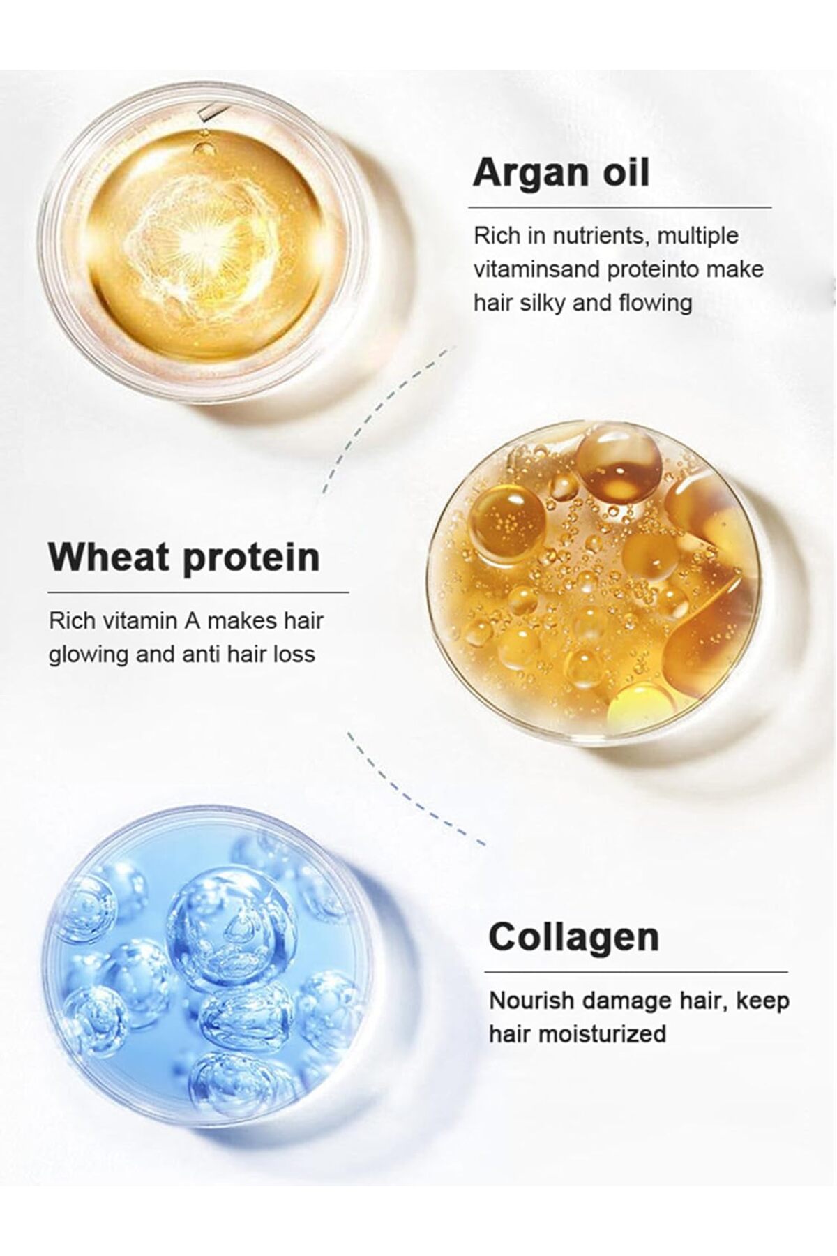 قناع الشعر لإصلاح الشعر وترطيبه وتألقه مع مستخلص ا...