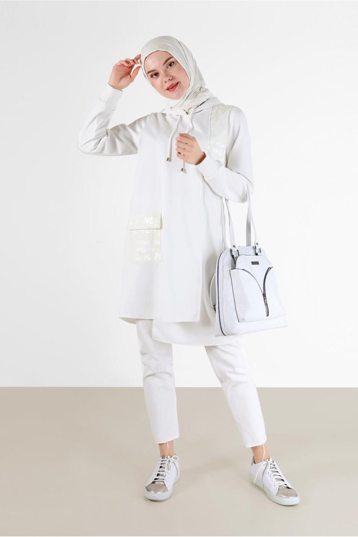 Alvina-Writing Printed Hooded Tunic 42276 1