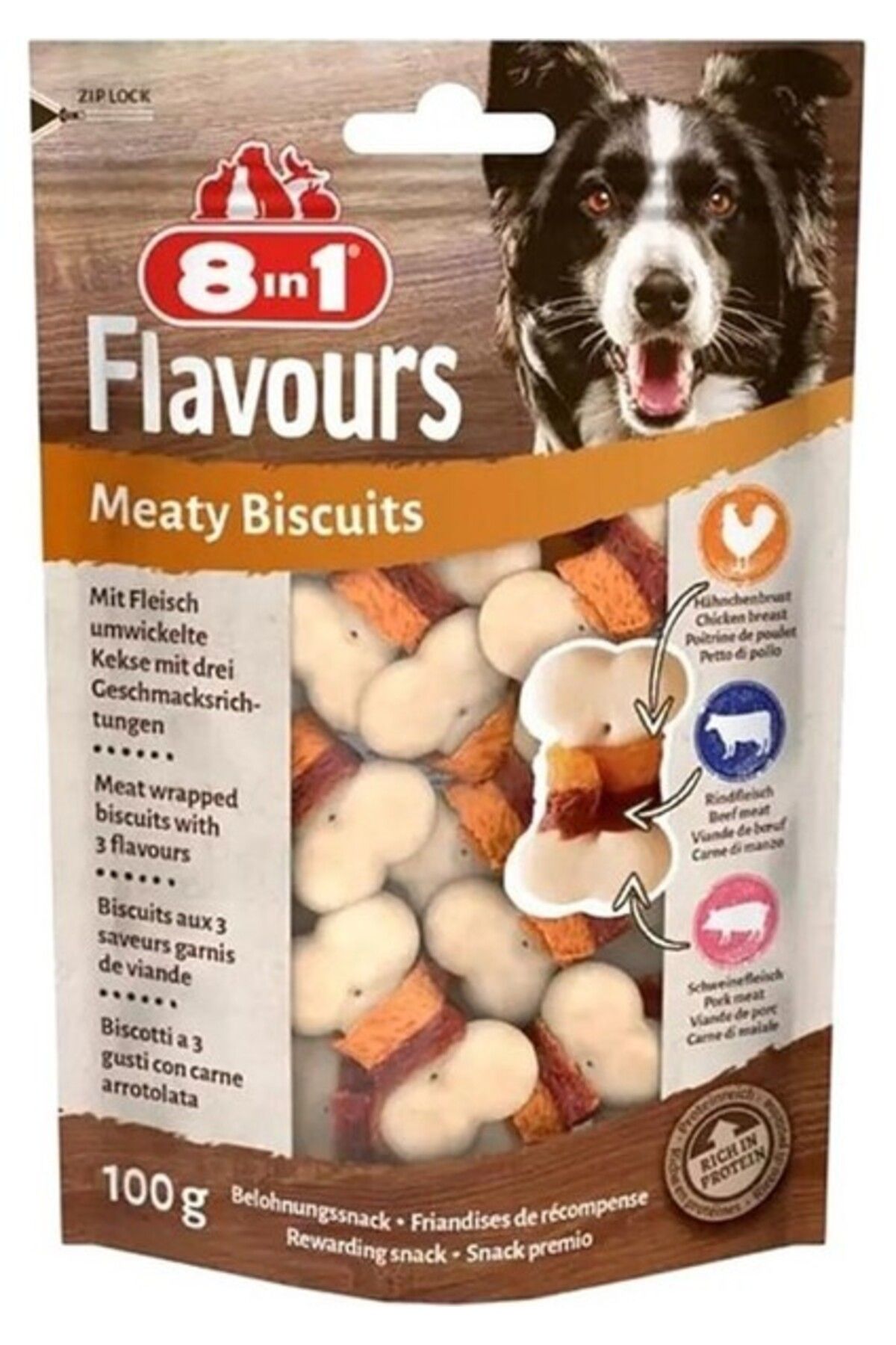 8in1 Flavours Meaty Biscuits Köpek Ödülü 100 Gr