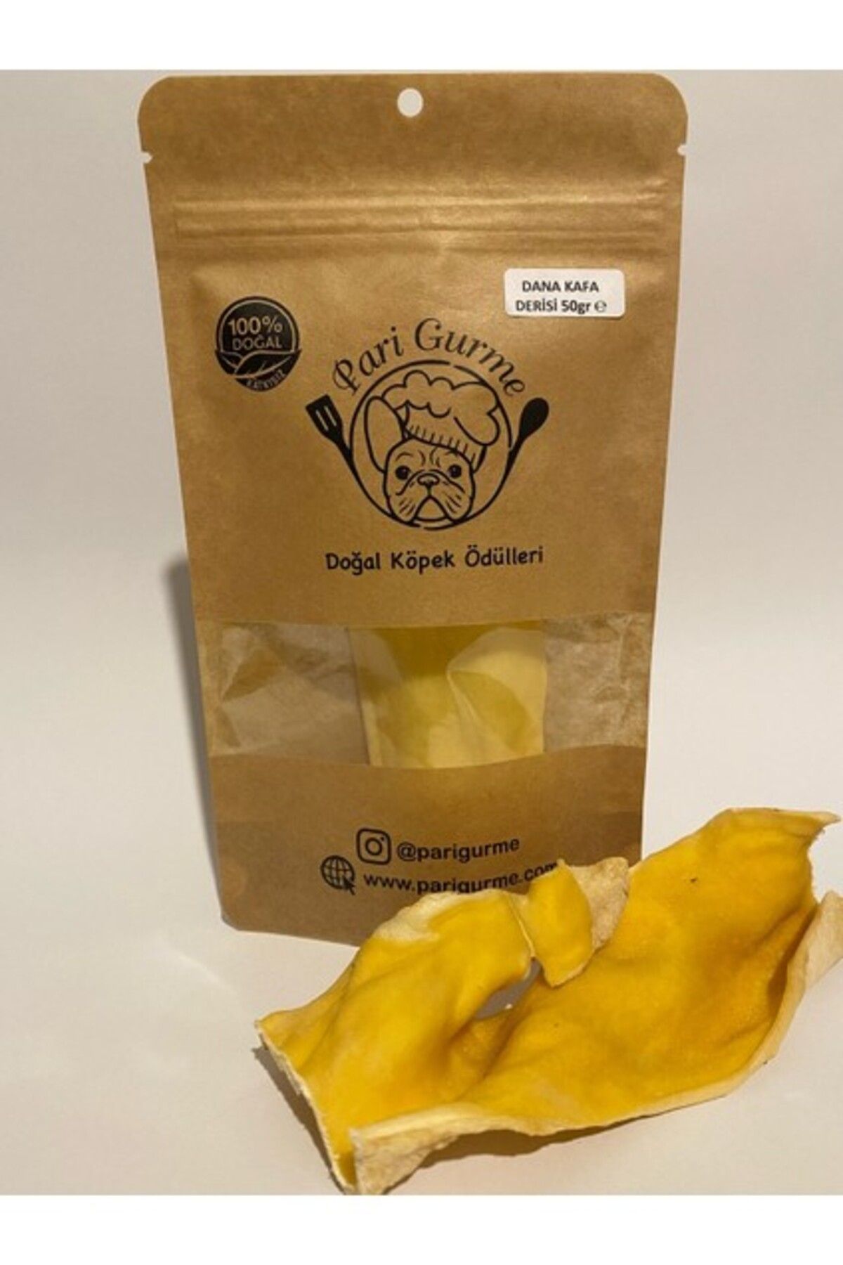 Pari Gurme Dana Kafa Derisi Köpek Ödülü %100 Doğal Naturel Barf 50gr Kurutulmuş