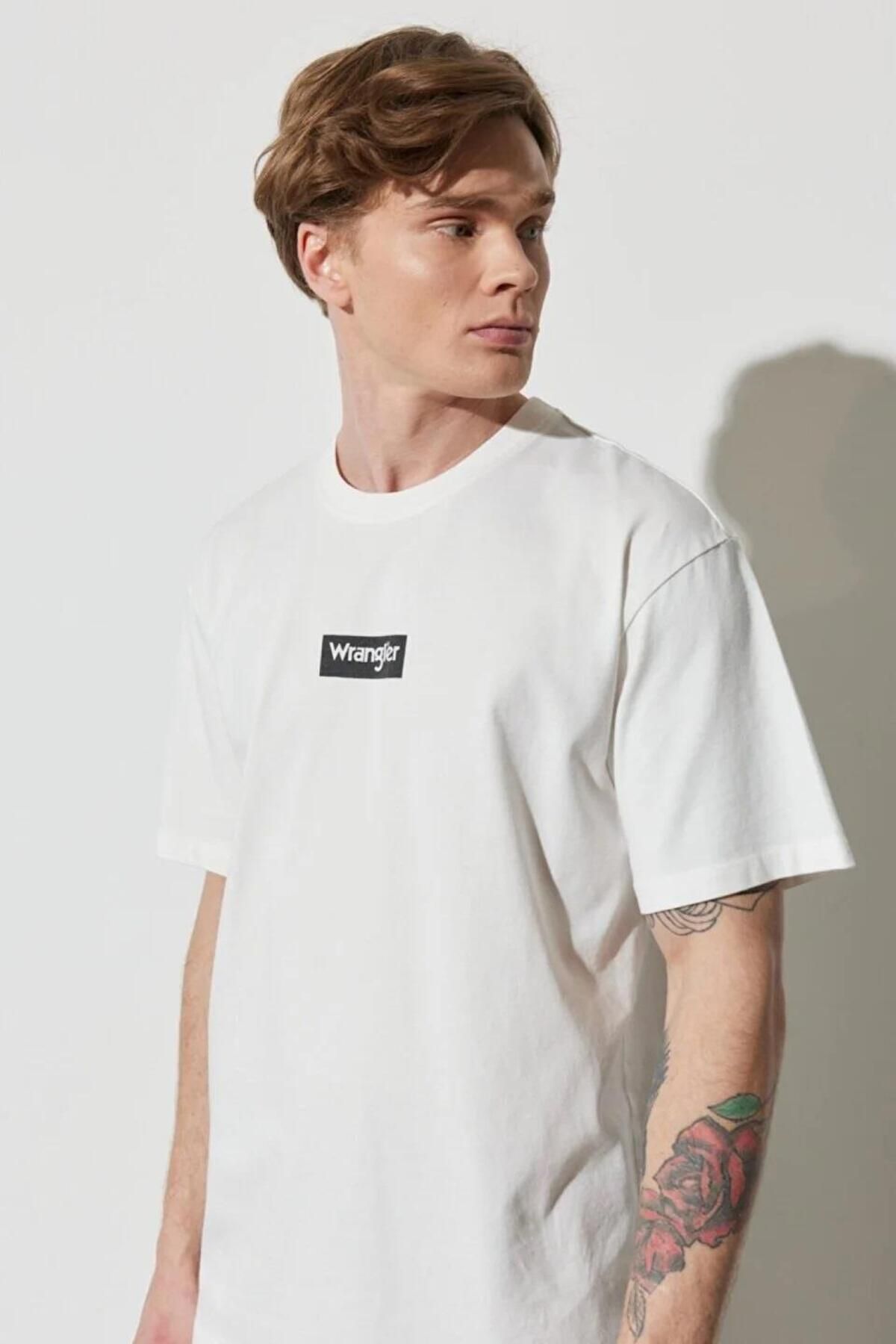 تی شرت سفید مردانه یقه دوچرخه W7C4EE989 Wrangler