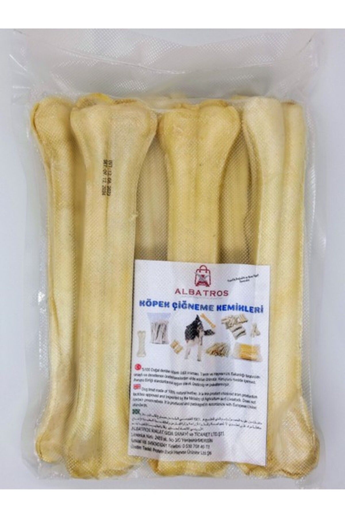 Albatros Store 27 Cm Jumbo Mega Büyük Boy Köpek Çiğneme Kemirme Kemiği 6 Adet Toplam 1 Kilo/vakumlu