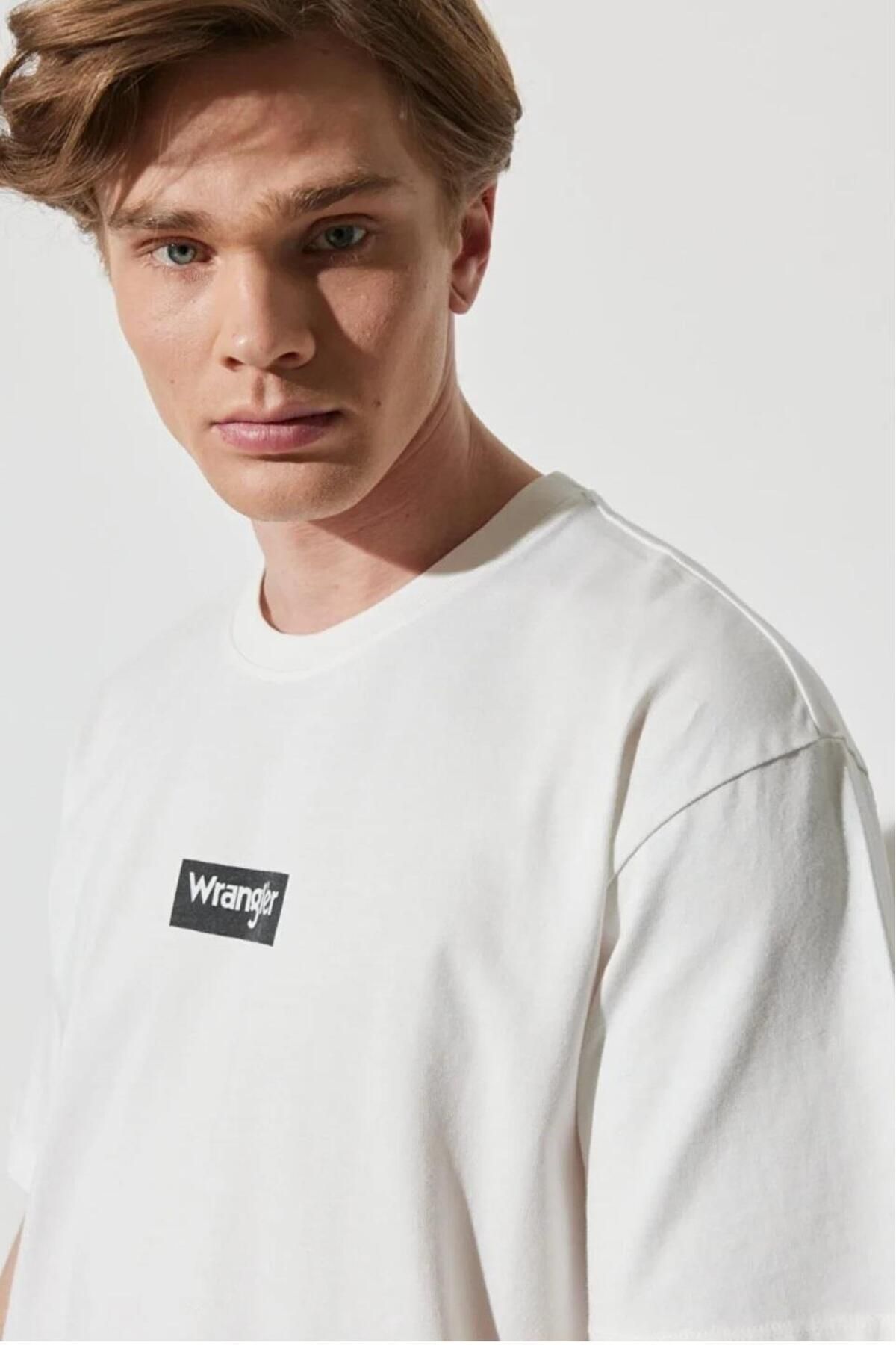 تی شرت سفید مردانه یقه دوچرخه W7C4EE989 Wrangler