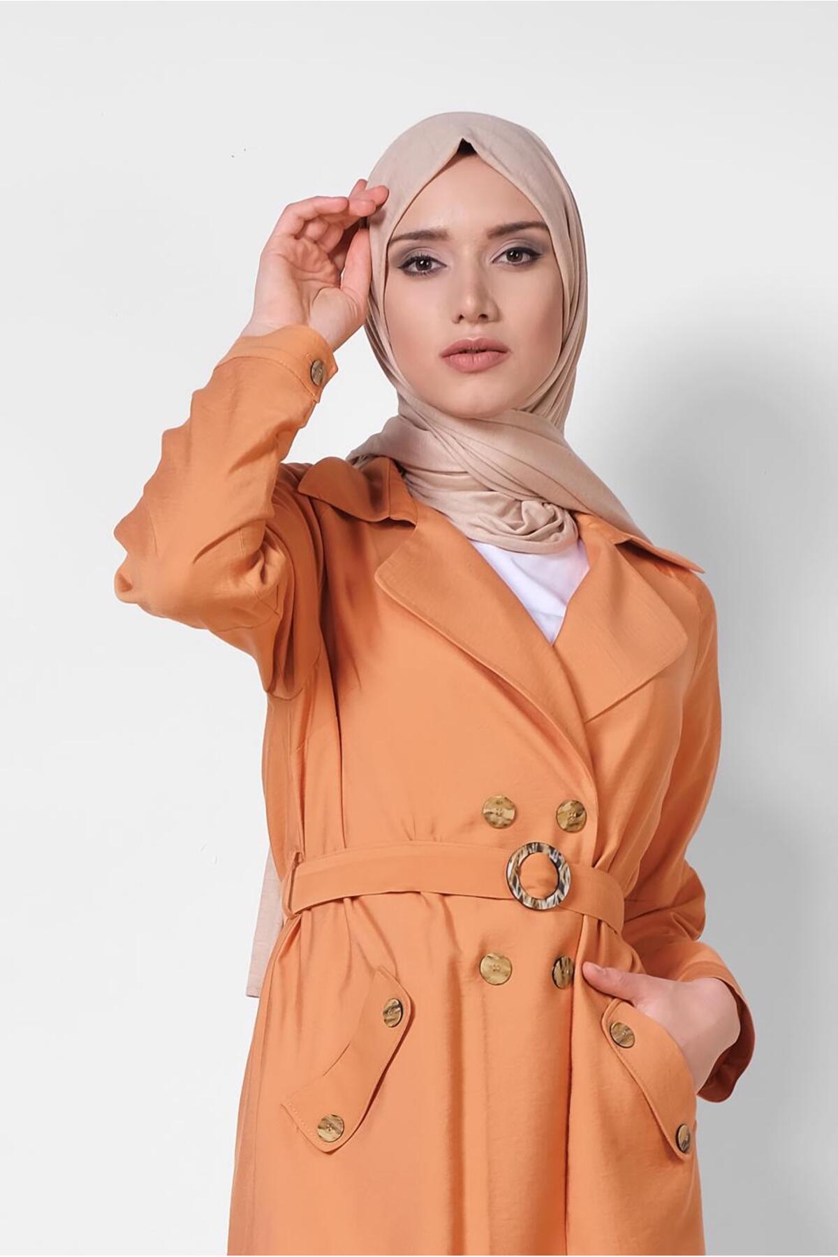 کت زنانه جیب‌دار نارنجی (ORANGE) مدل ۴۰۵۷ TRENDTESETTÜR