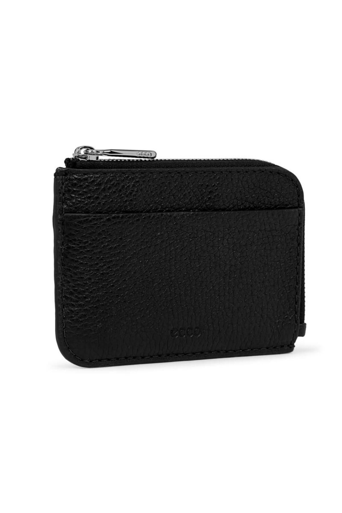 Ecco Card Case Zipped Pebbled Leather