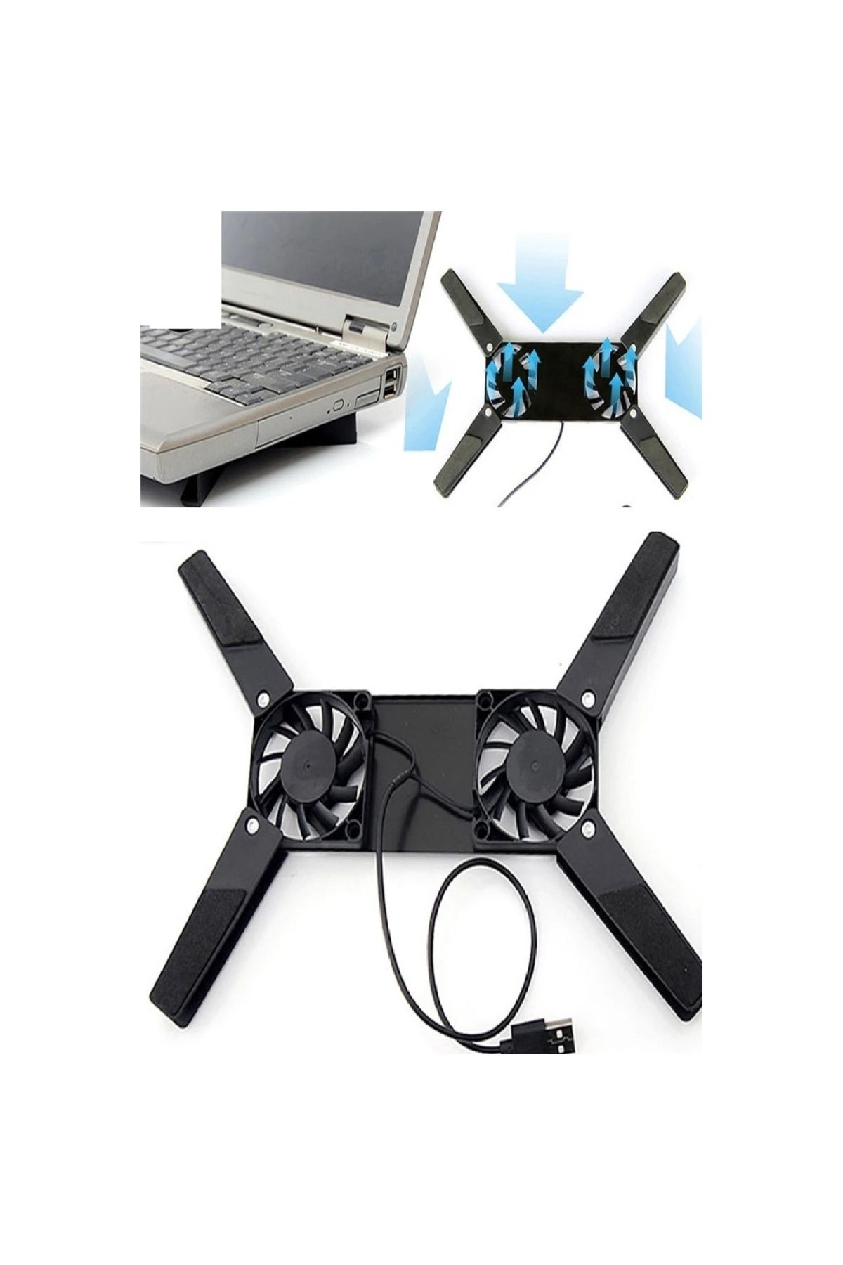 OZCMAX 2 Fanlı Notebook Soğutucuu Portatif Katlanabilir Laptop Soğutucu Fan Usbli Stand Bilgisay (9T)