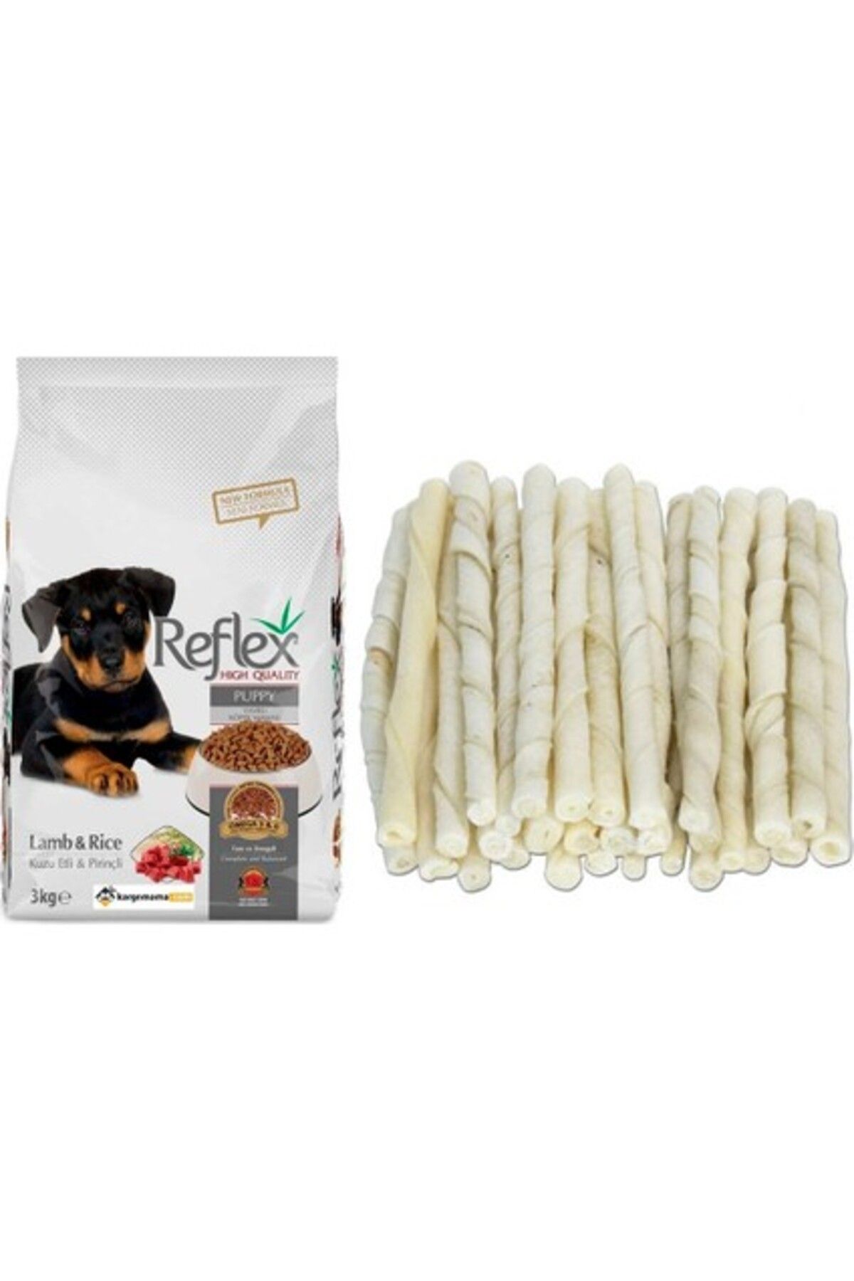 Reflex Puppy Lamb & Rice Kuzu Etli & Pirinçli Yavru Köpek Maması 3 Kg + 10'lu Sütlü Burgu Kemik