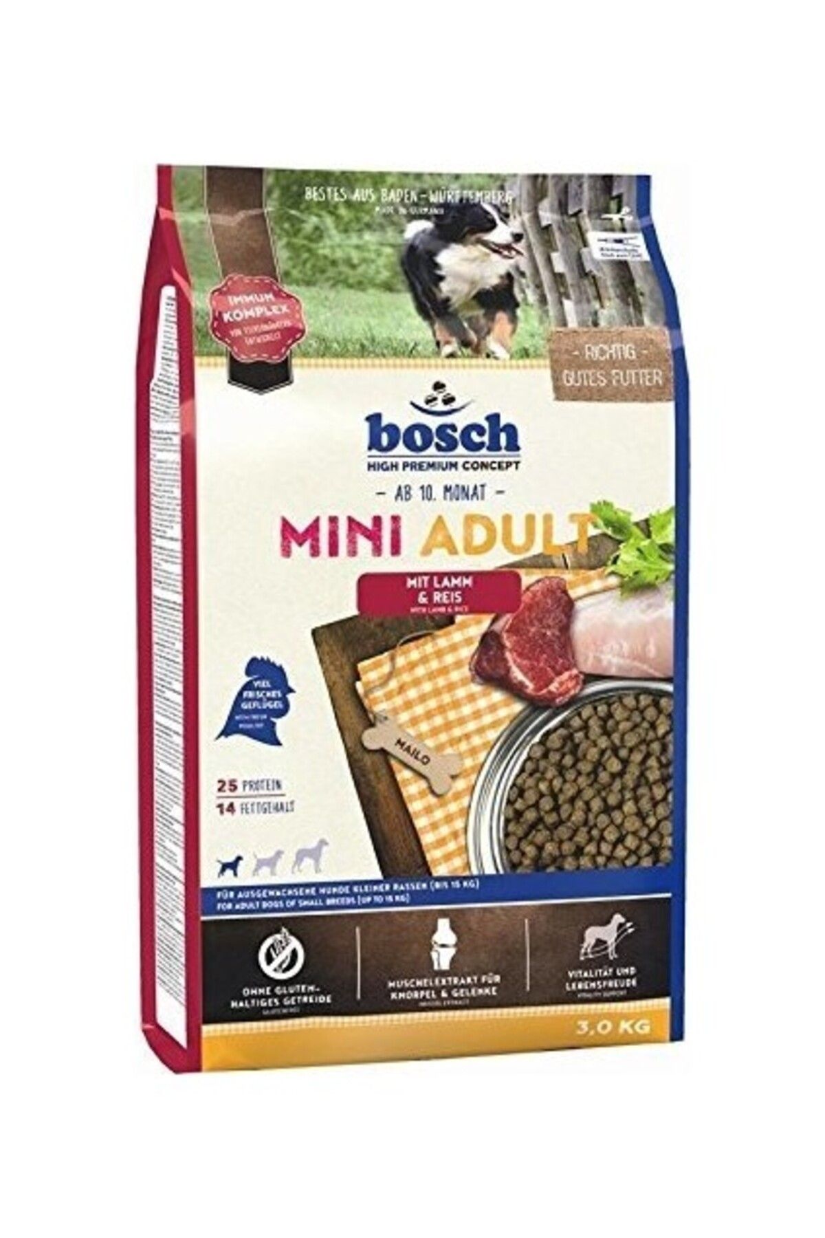 Bosch Mini Adult Lamb Rice Küçük Irk Kuzu Etli Köpek Maması 3 Kg