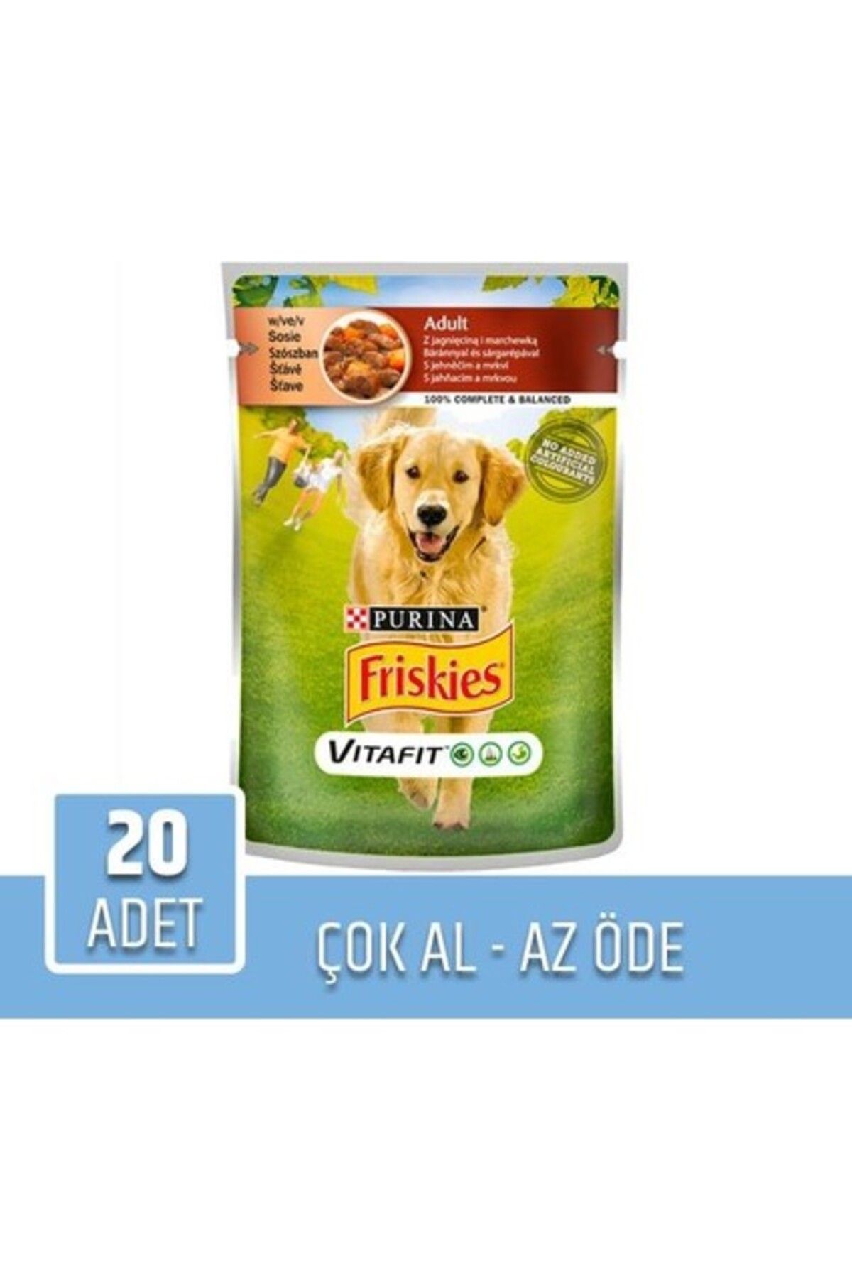 Friskies Kuzu Etli ve Havuçlu Yetişkin Köpek Konservesi 100GR 20LI