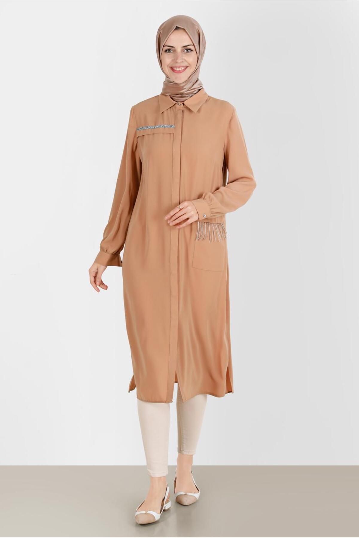 تونیک دکمه مخفی سنگی 42544 Alvina