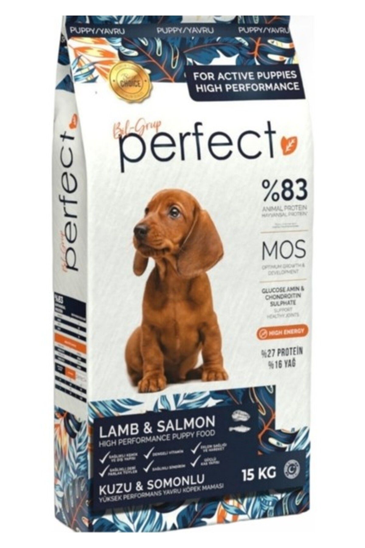 Orqinel Perfect Premium Yavru (27/16) Köpek Maması Kuzu-Somon Etli Pirinçli 15 KG