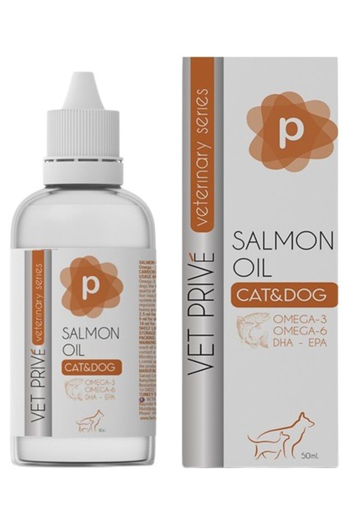 Furlo Vet Prive Salmon Oil/ Kedi ve Köpekler için Omega 3 ve Omega 6 Sıvı Desteği 50 ml