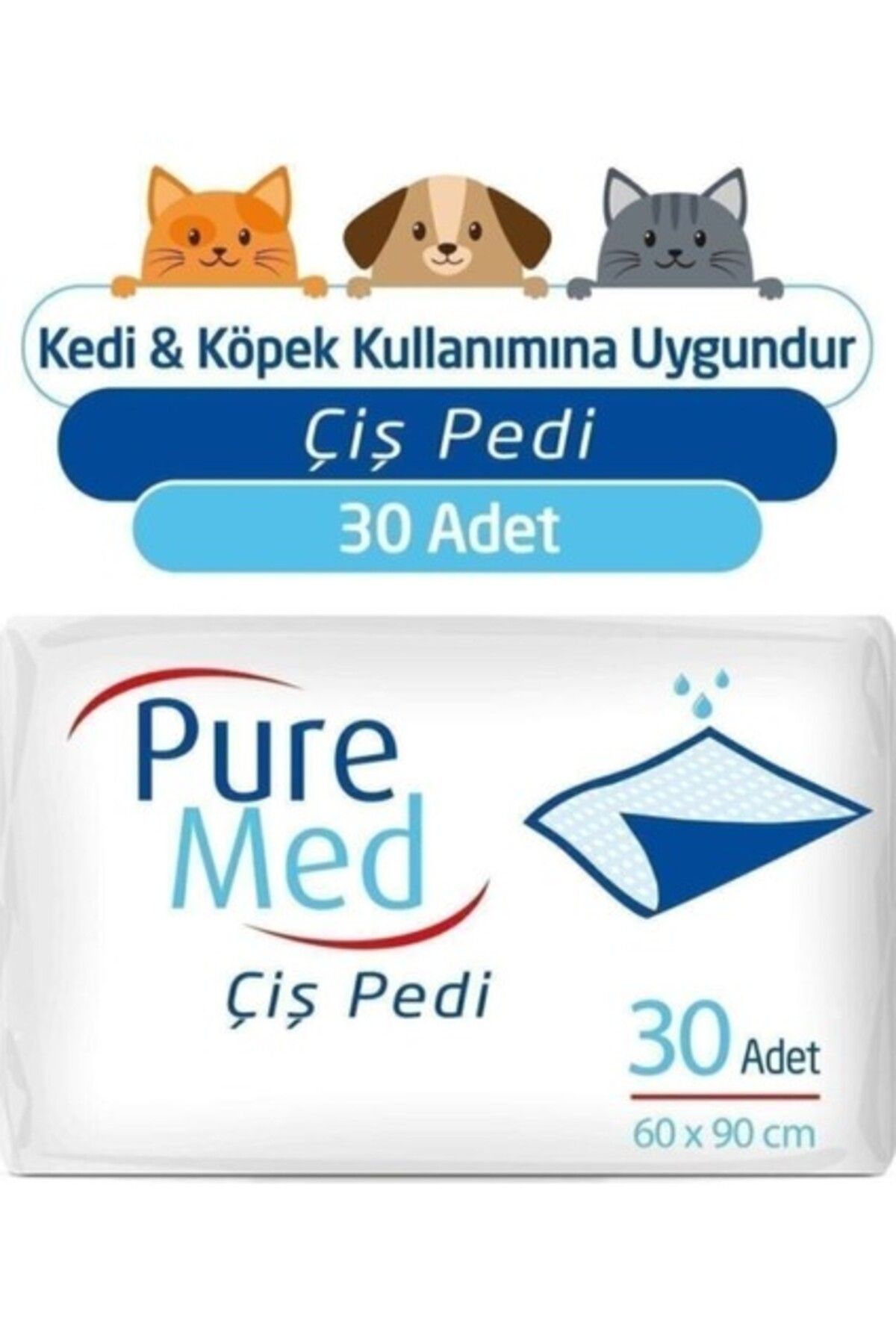 PUPZO Pure Med 60X90 cm Kedi Köpek Çiş Pedi 30 Adet