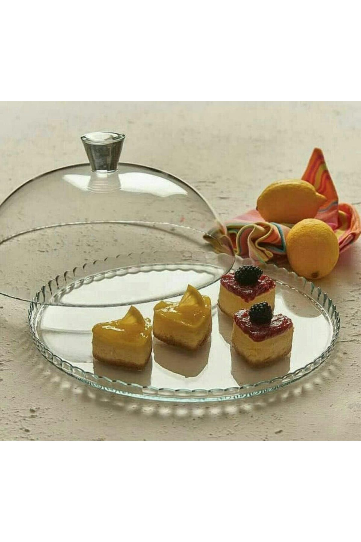 Paşabahçe Patisseri Kapaklı Cam Kek Standı 32x11 cm