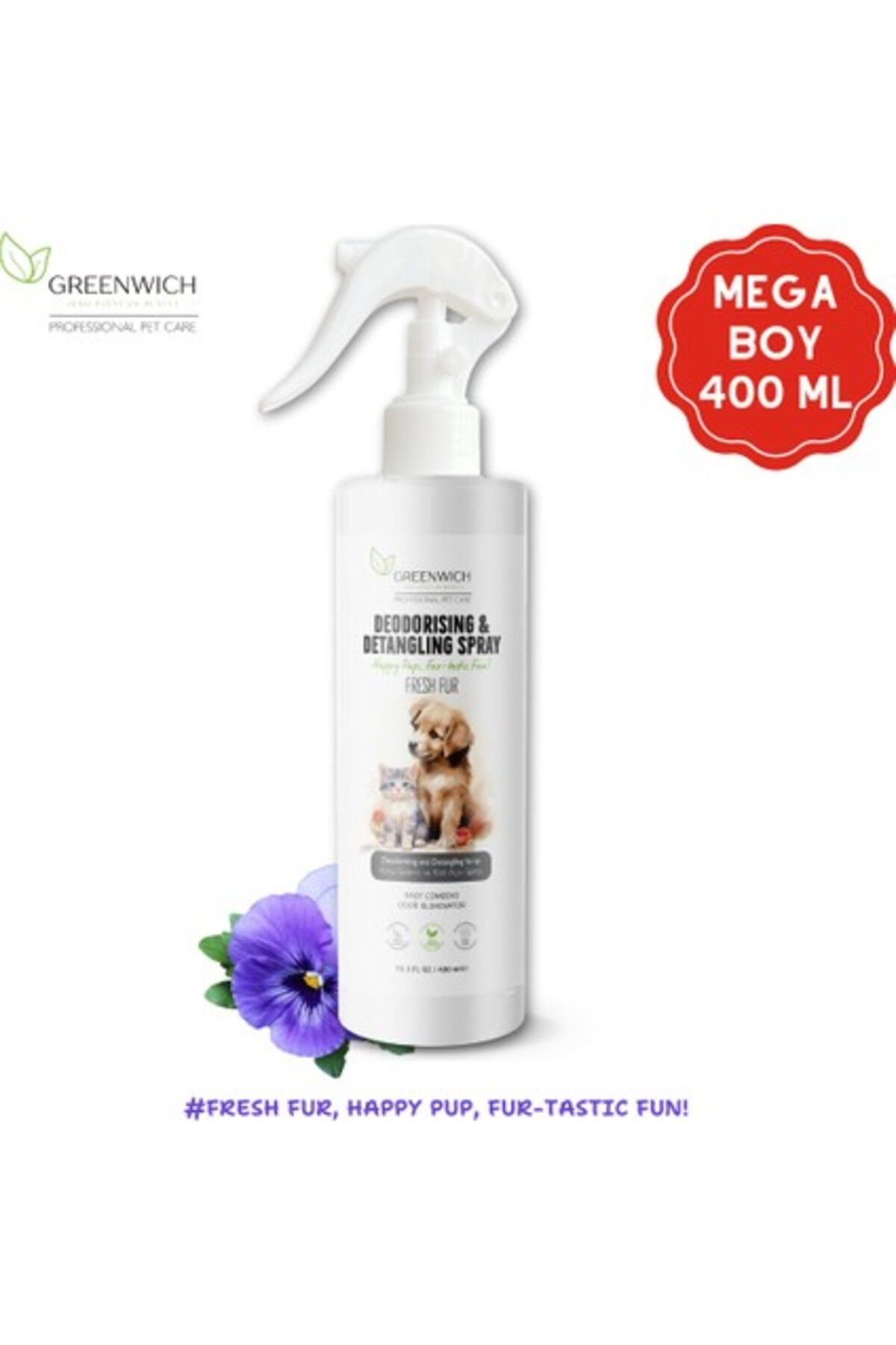 Orqinel Greenwich Tüy Dolaşıklık Kıtık Açıcı Koku Giderici Kolay Tarama Spreyi Vegan Kedi Köpek Uzun Kısa Pa