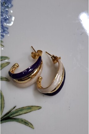 gamze jewellery Mineli 3'lü Görünümlü Küpe