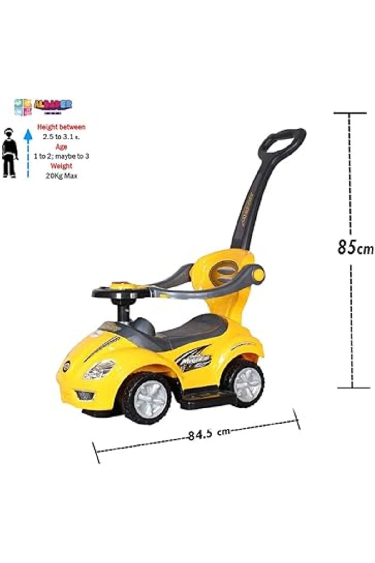 ALBADER-3-In-1 Push Car - Push Toddler Ride on Car, Toy Baby Stroller Walker, Push Ride-On Toys 4