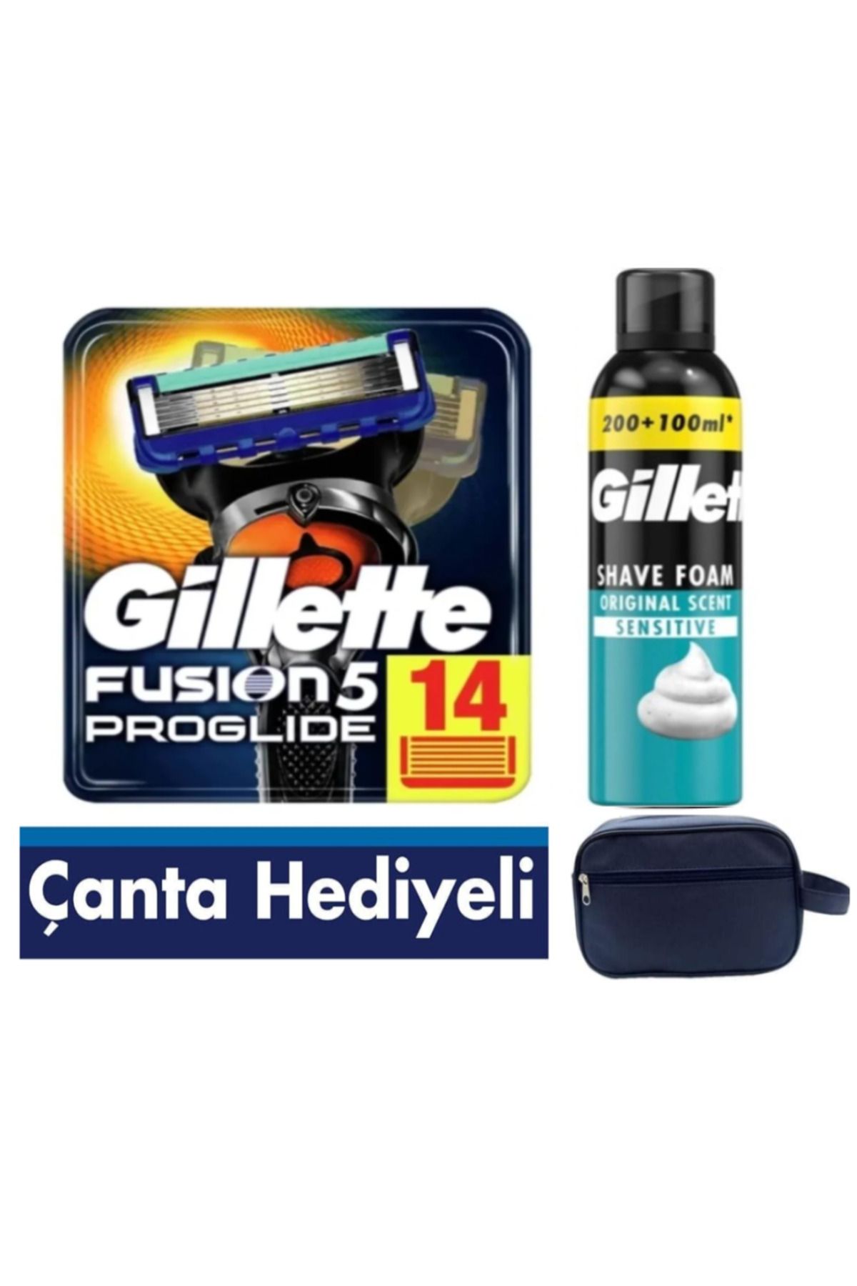 Gillette Proglide 14 Adet Yedek Tıraş Bıçağı+ 250 Ml Köpük + Çanta